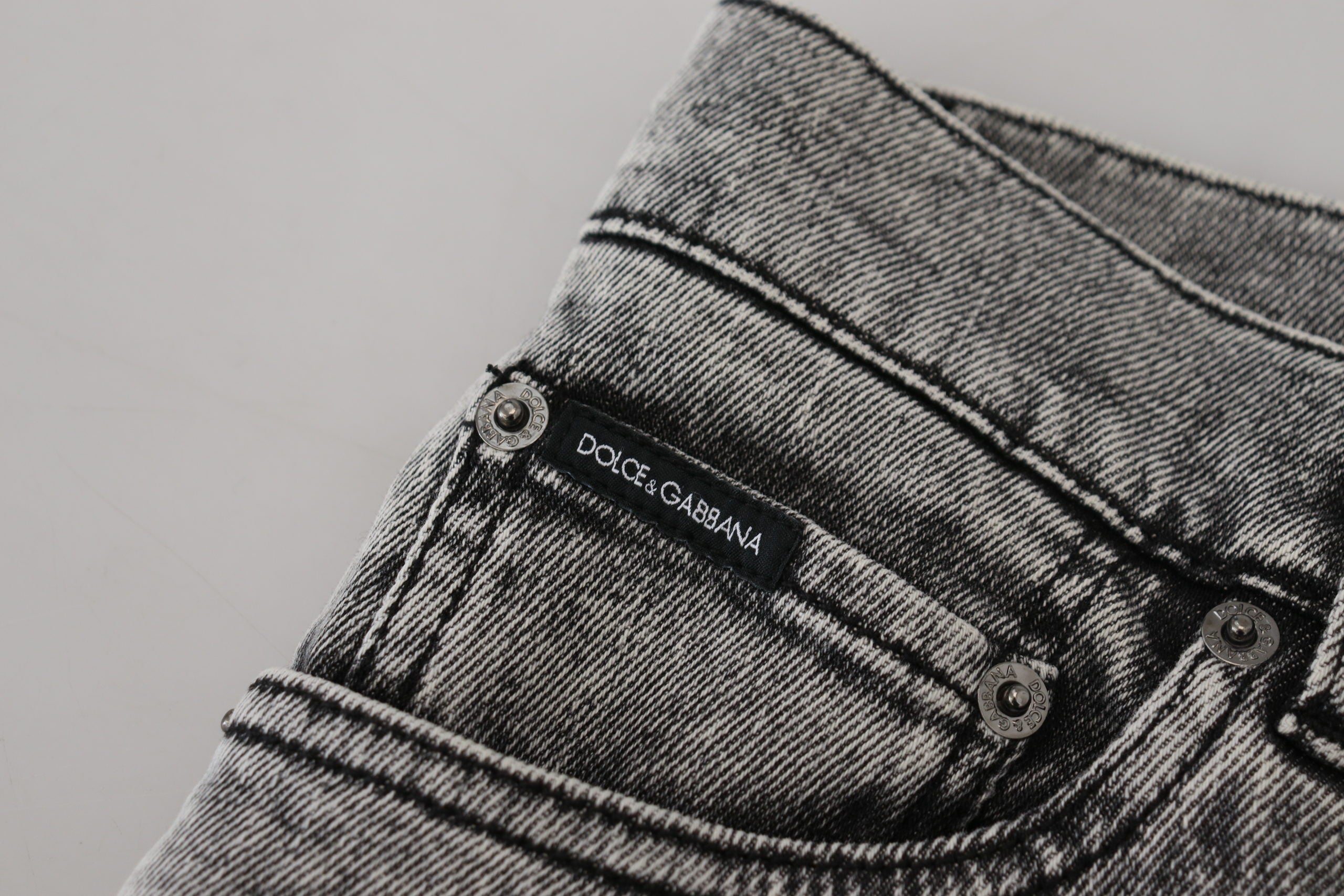 Сиви изпрани памучни деним дънки с ниска талия Dolce &amp; Gabbana