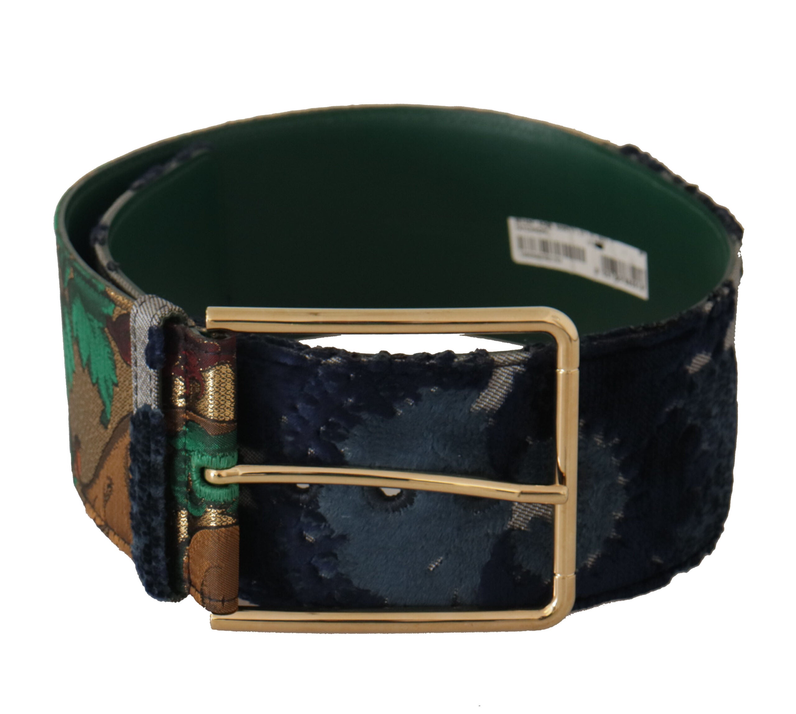 Dolce & Gabbana Elegant Green Leather Belt with Logo Buckle
