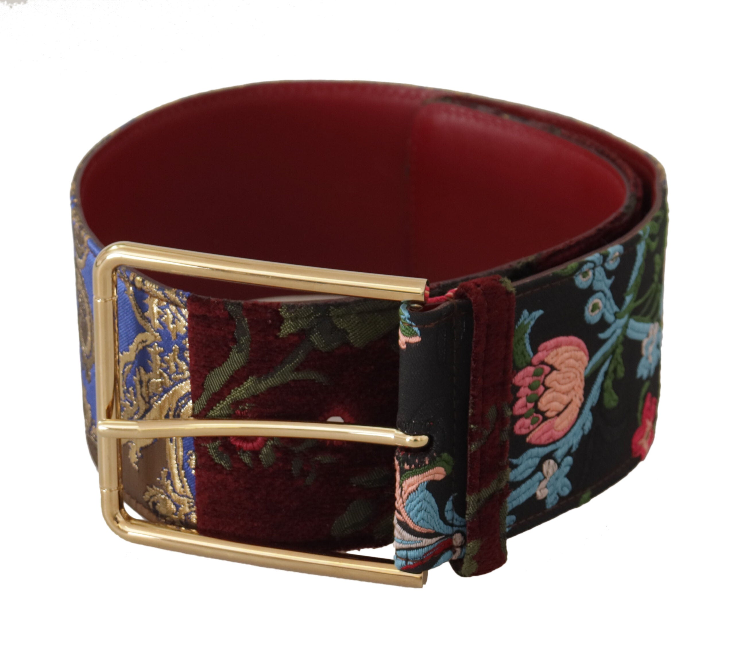 Червен колан с бродирана кожена златна катарама Dolce &amp; Gabbana