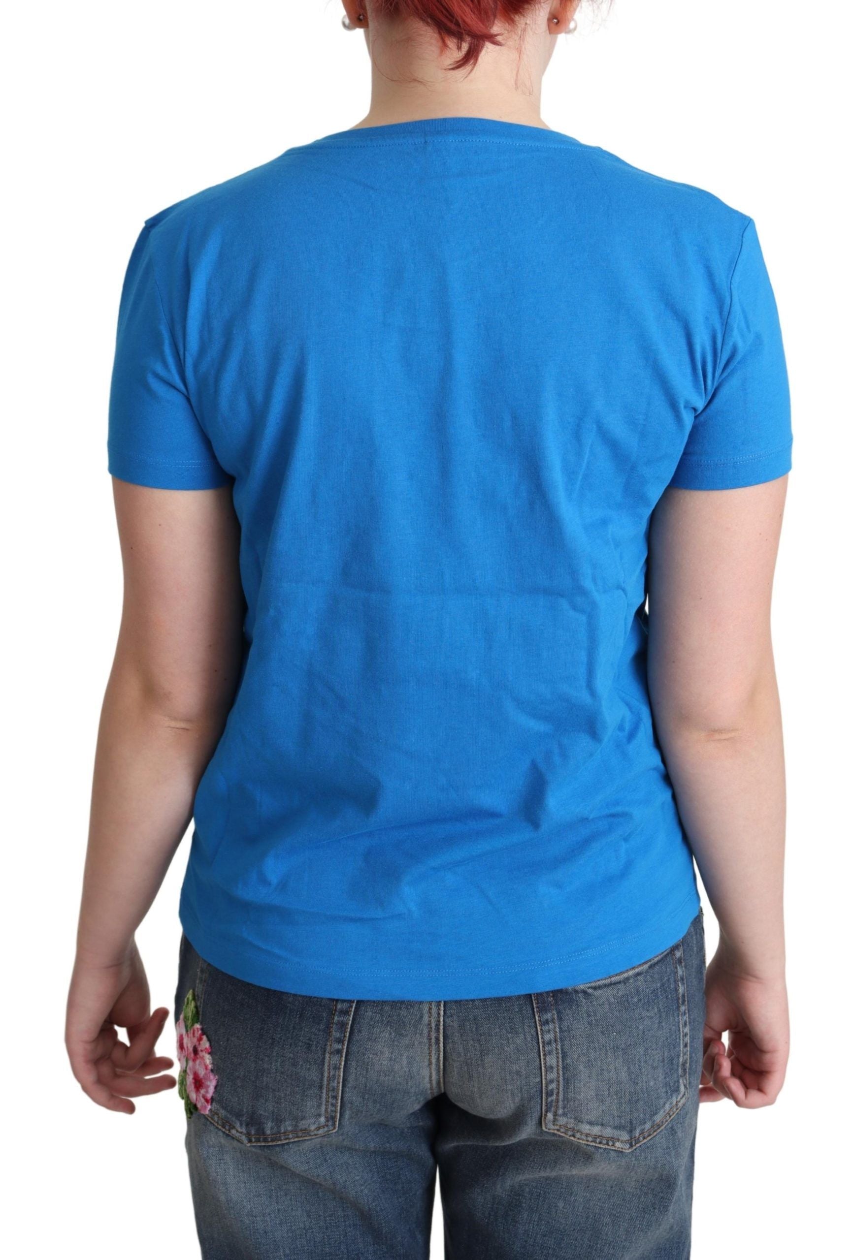 Синя памучна плувна тениска с графичен триъгълник Moschino