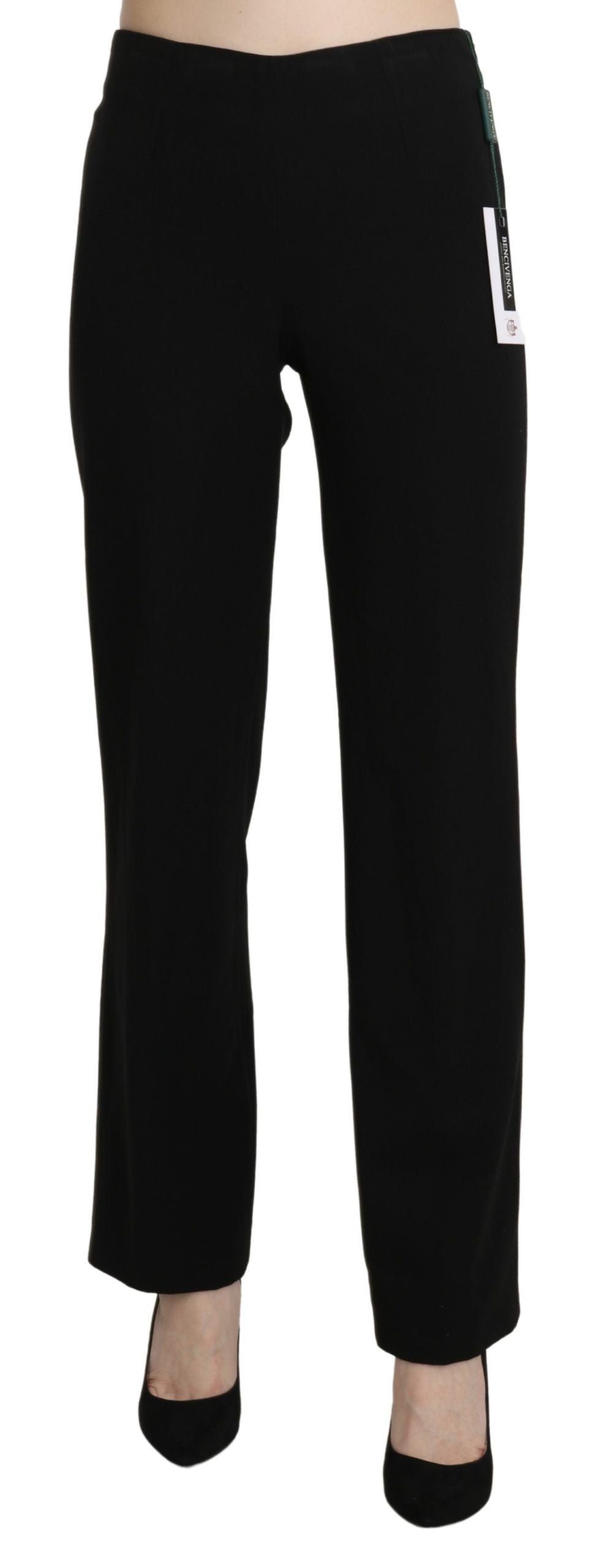 Черен прав официален панталон с висока талия BENCIVENGA