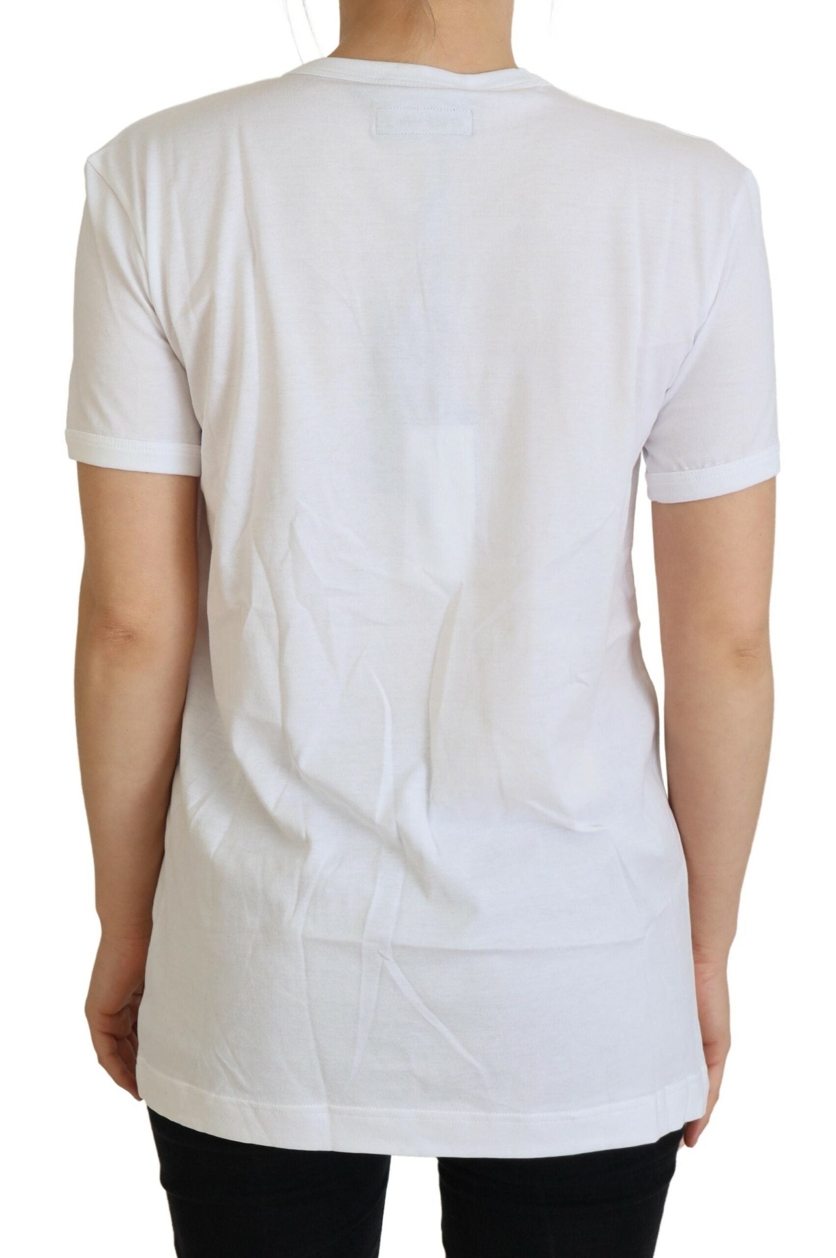Dolce &amp; Gabbana Бяла памучна тениска #dgfamily Crewneck