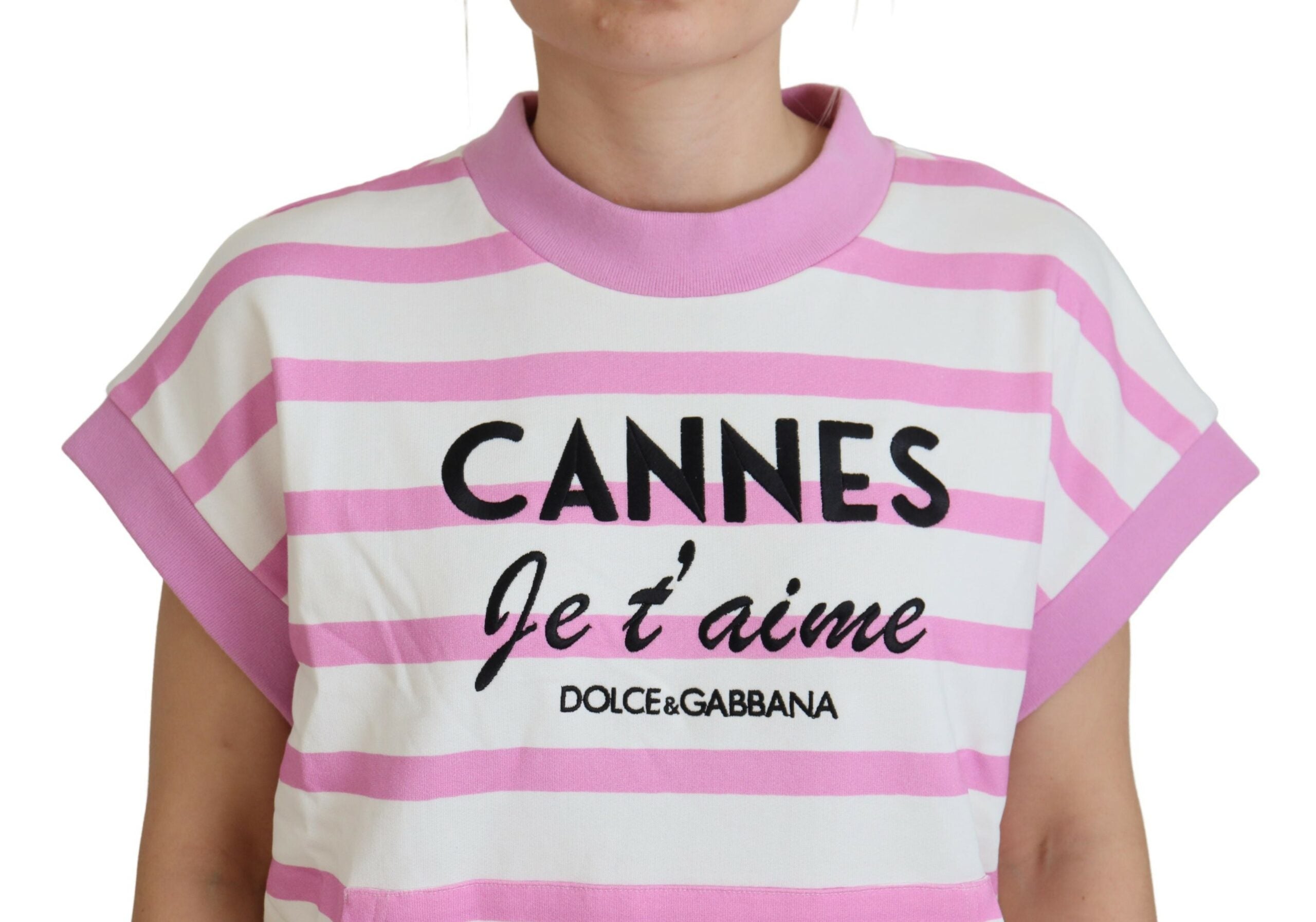 Dolce & Gabbana Exclusive Striped Cotton Crew Neck Tee