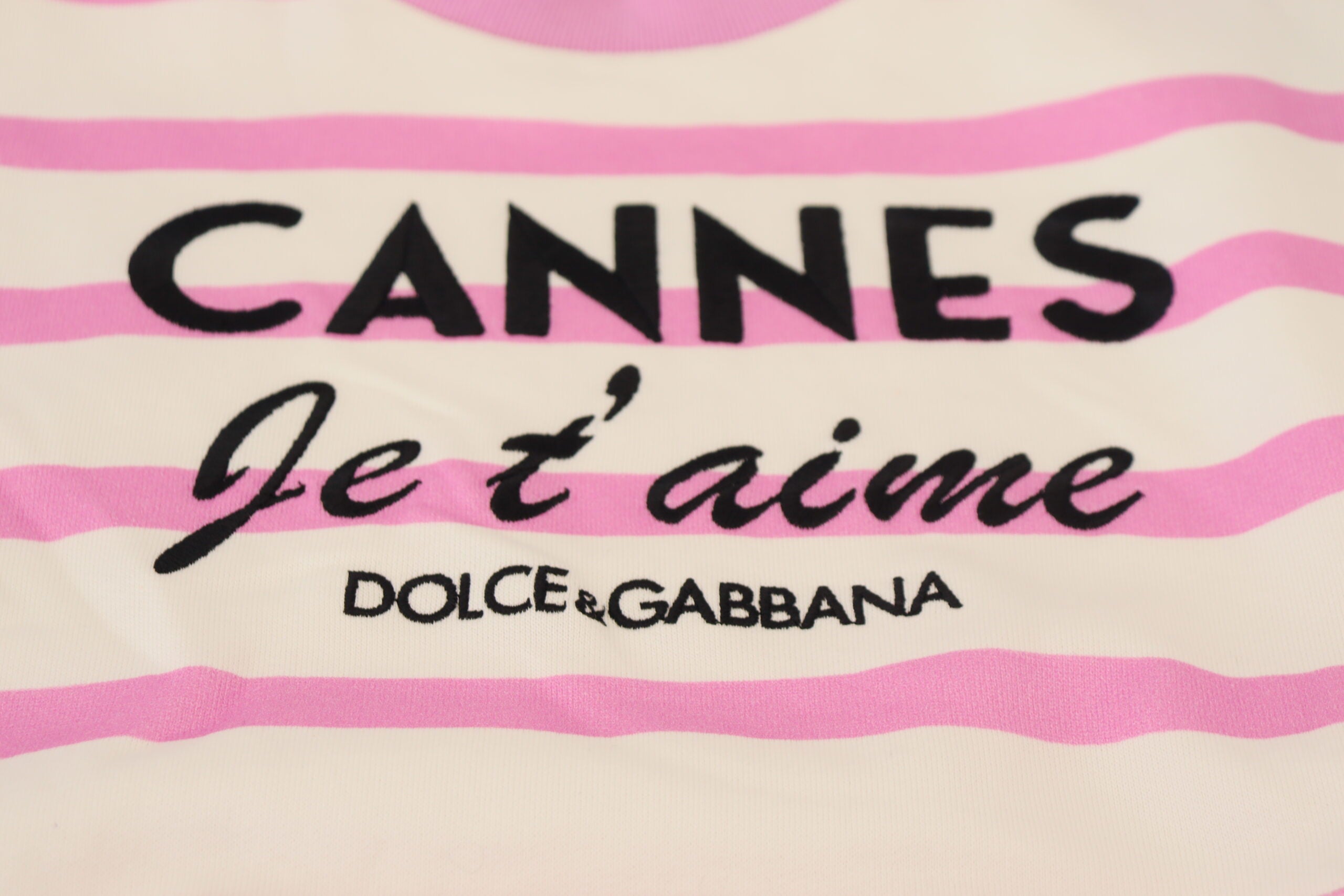Dolce &amp; Gabbana White Pink CANNES Ексклузивна тениска