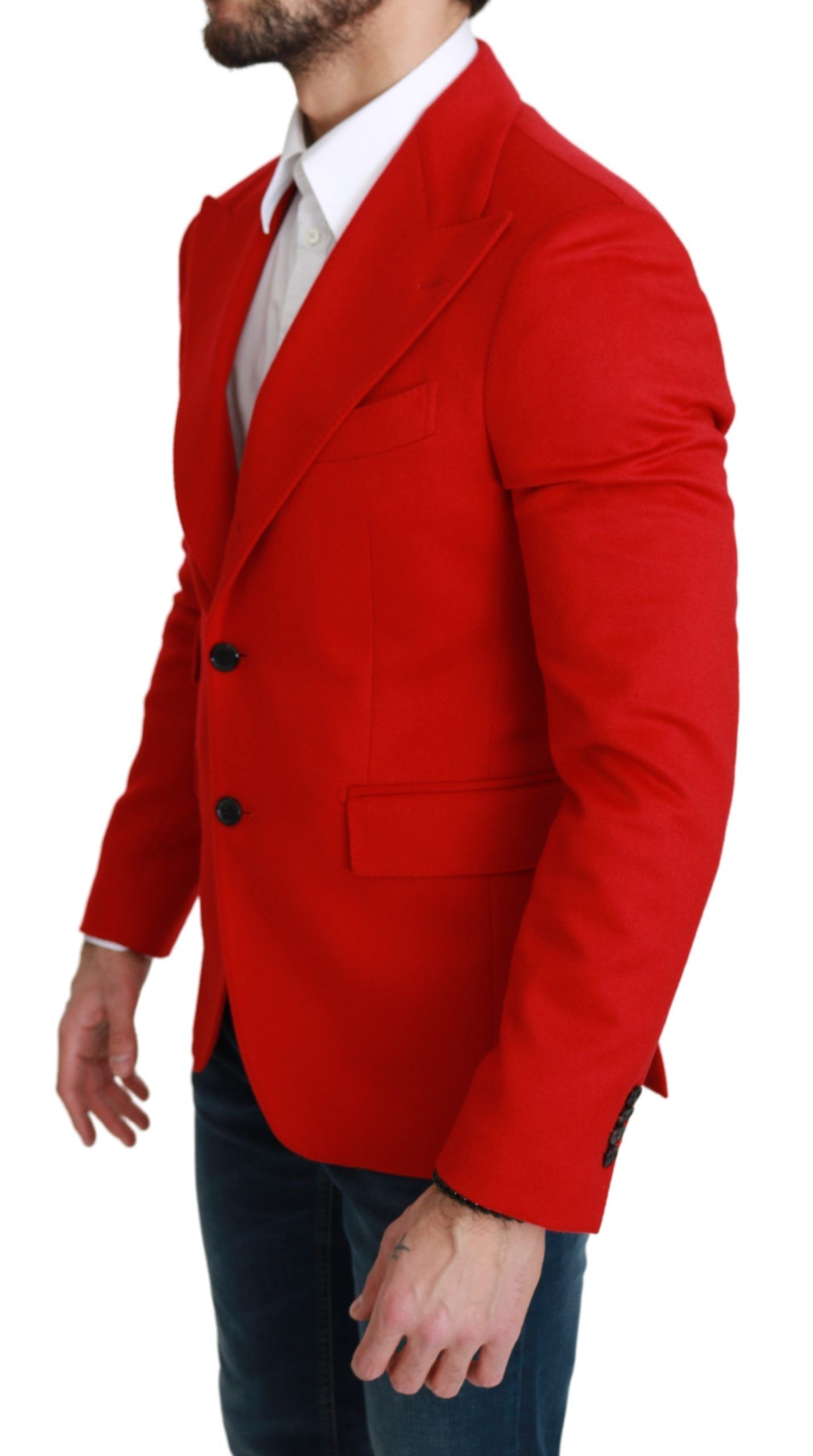 Dolce &amp; Gabbana Red Cashmere Slim Fit Jacket Jacket Blazer