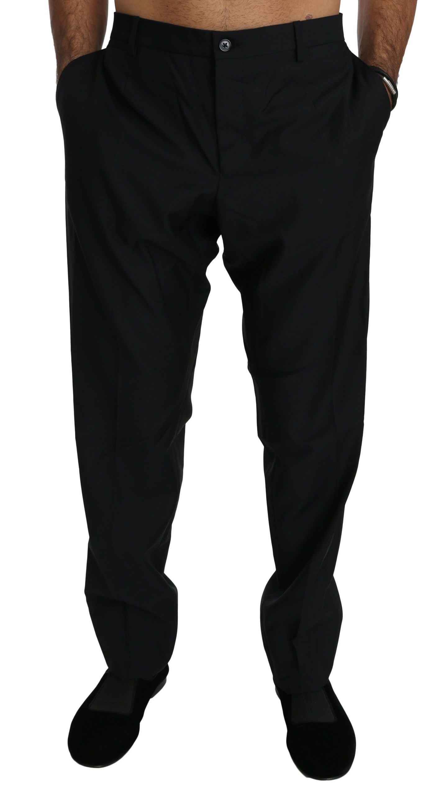 Dolce &amp; Gabbana Черна рокля Официален панталон Мъжки вълнен панталон