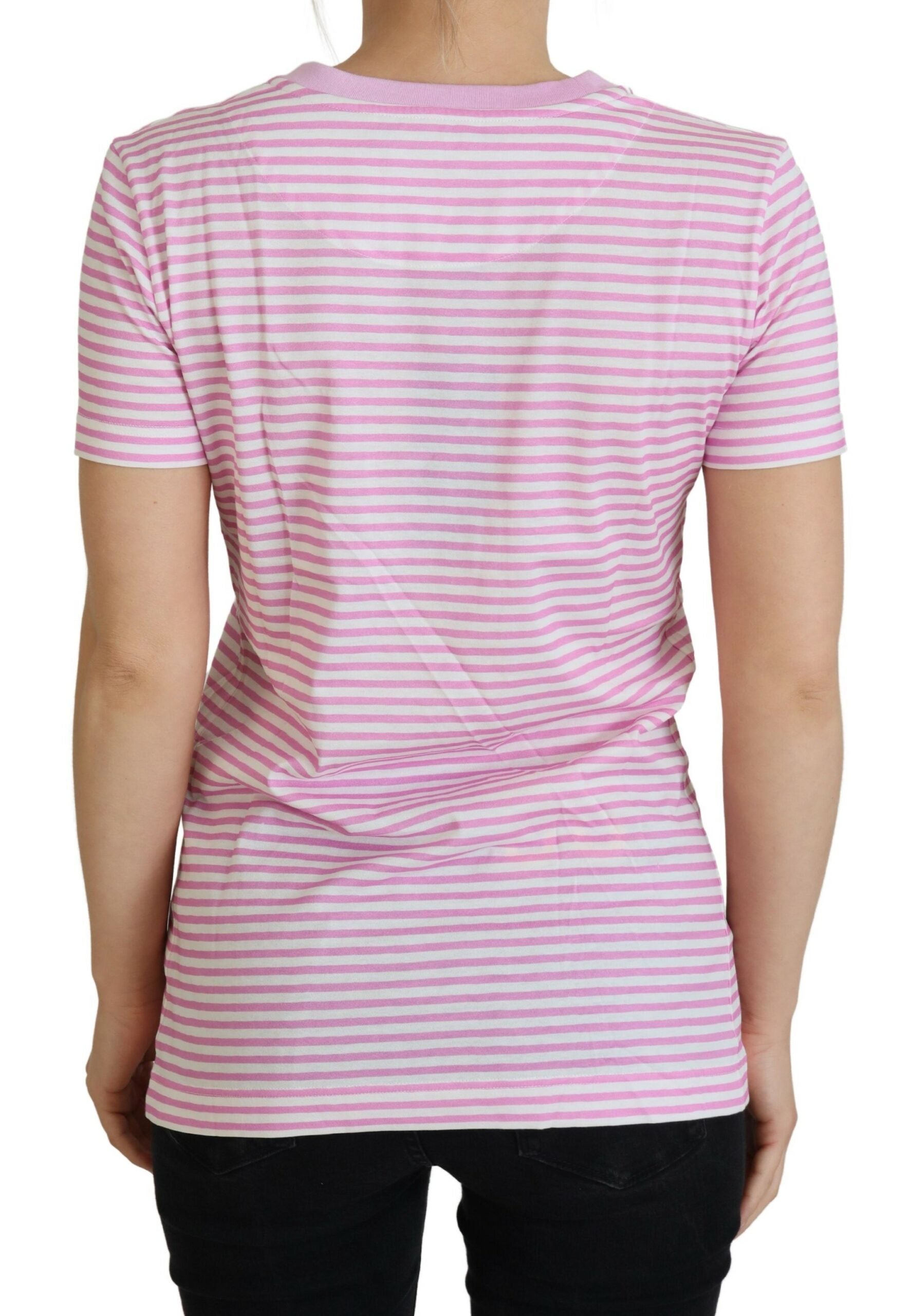 Dolce &amp; Gabbana White Pink CANNES Ексклузивна тениска