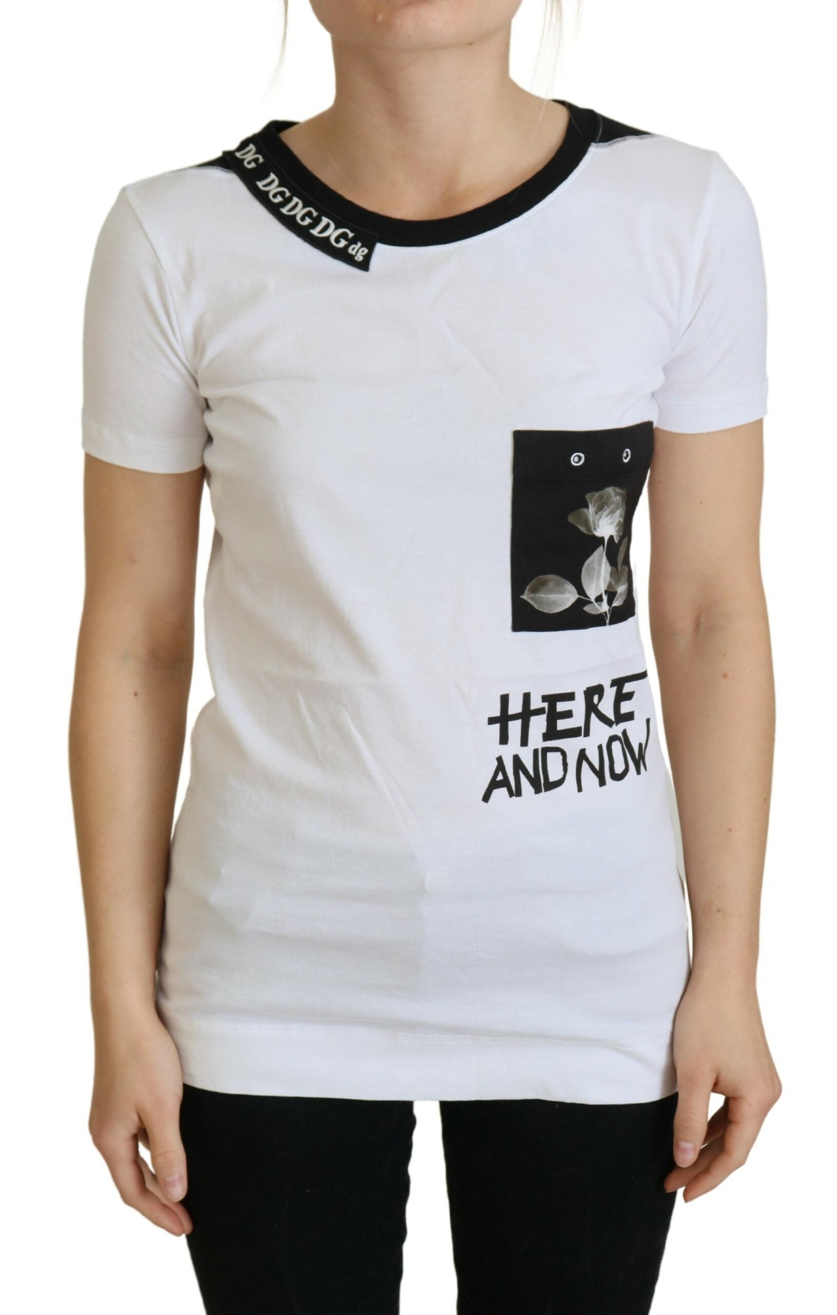Бяла памучна тениска Dolce &amp; Gabbana Тениска с кръгло деколте