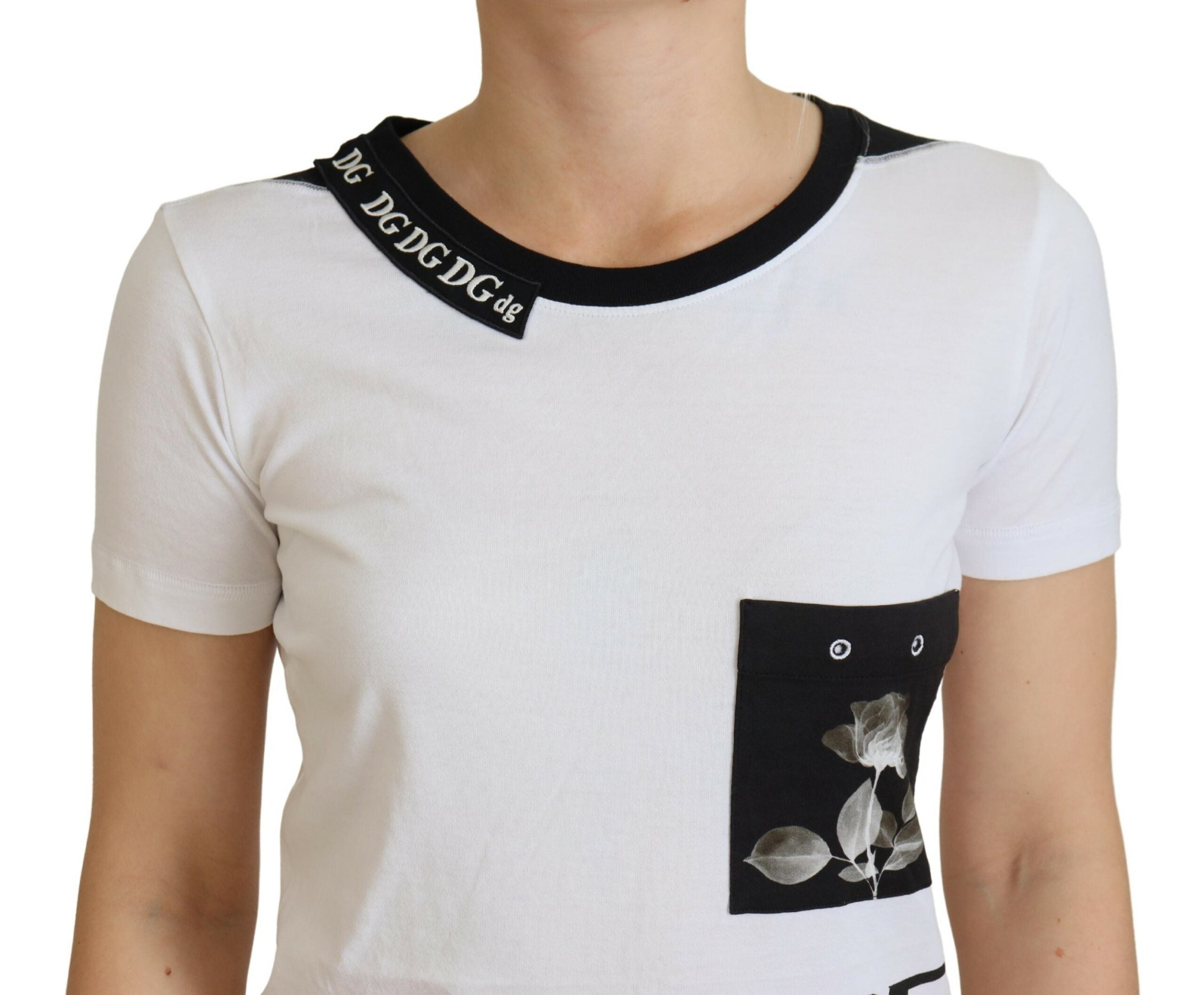 Бяла памучна тениска Dolce &amp; Gabbana Тениска с кръгло деколте