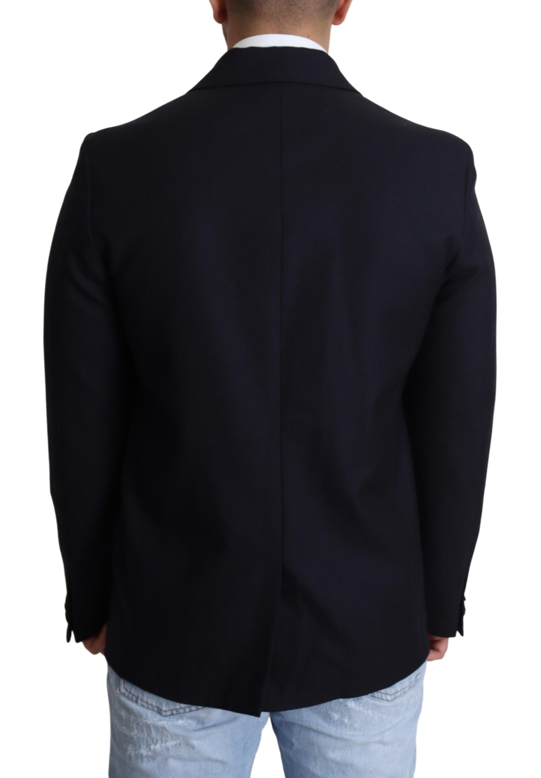 Едноредно палто от тъмно синьо вълнено яке Dolce &amp; Gabbana