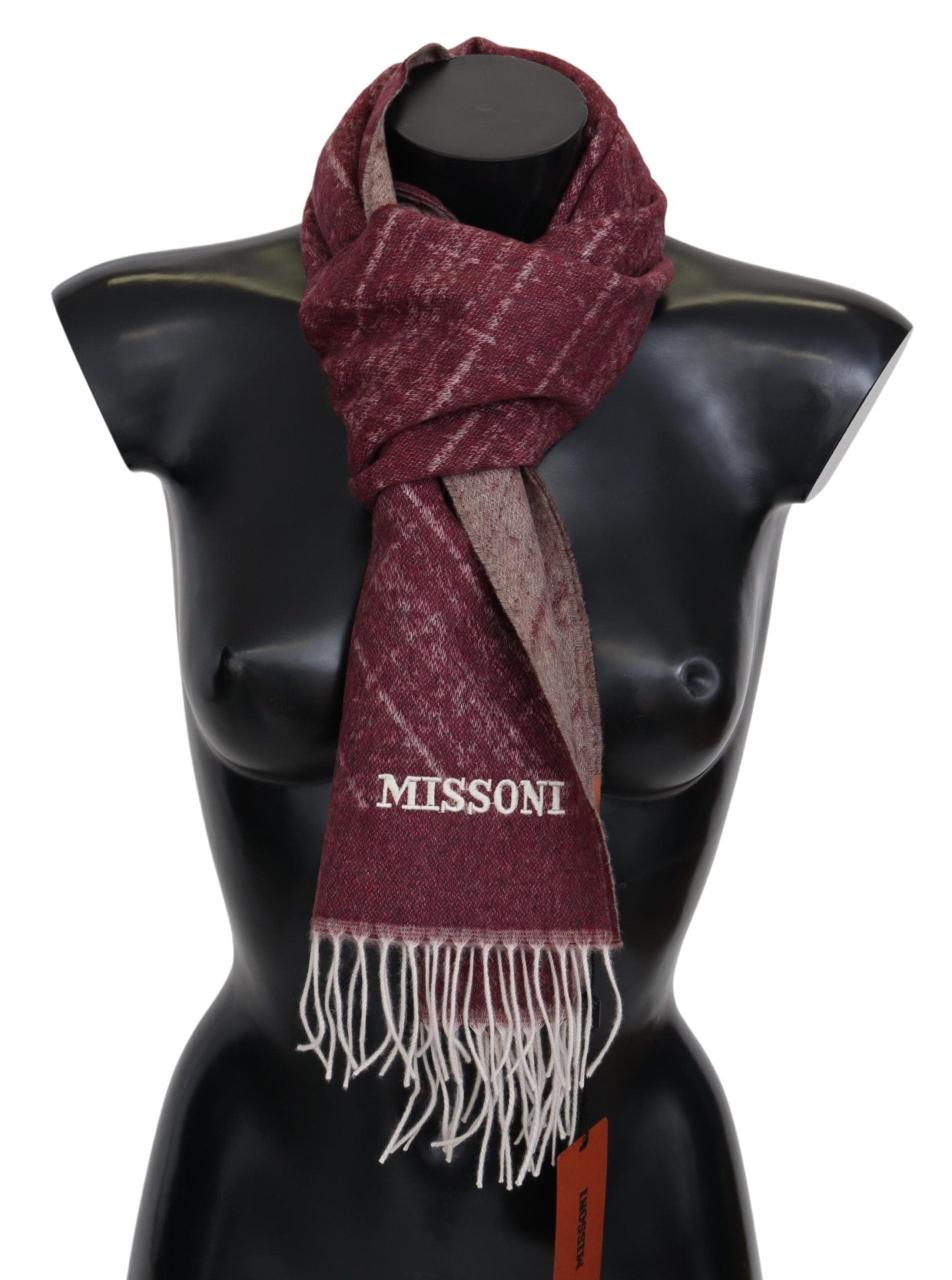 Missoni Maroon 100% кашмирен унисекс шал с ресни