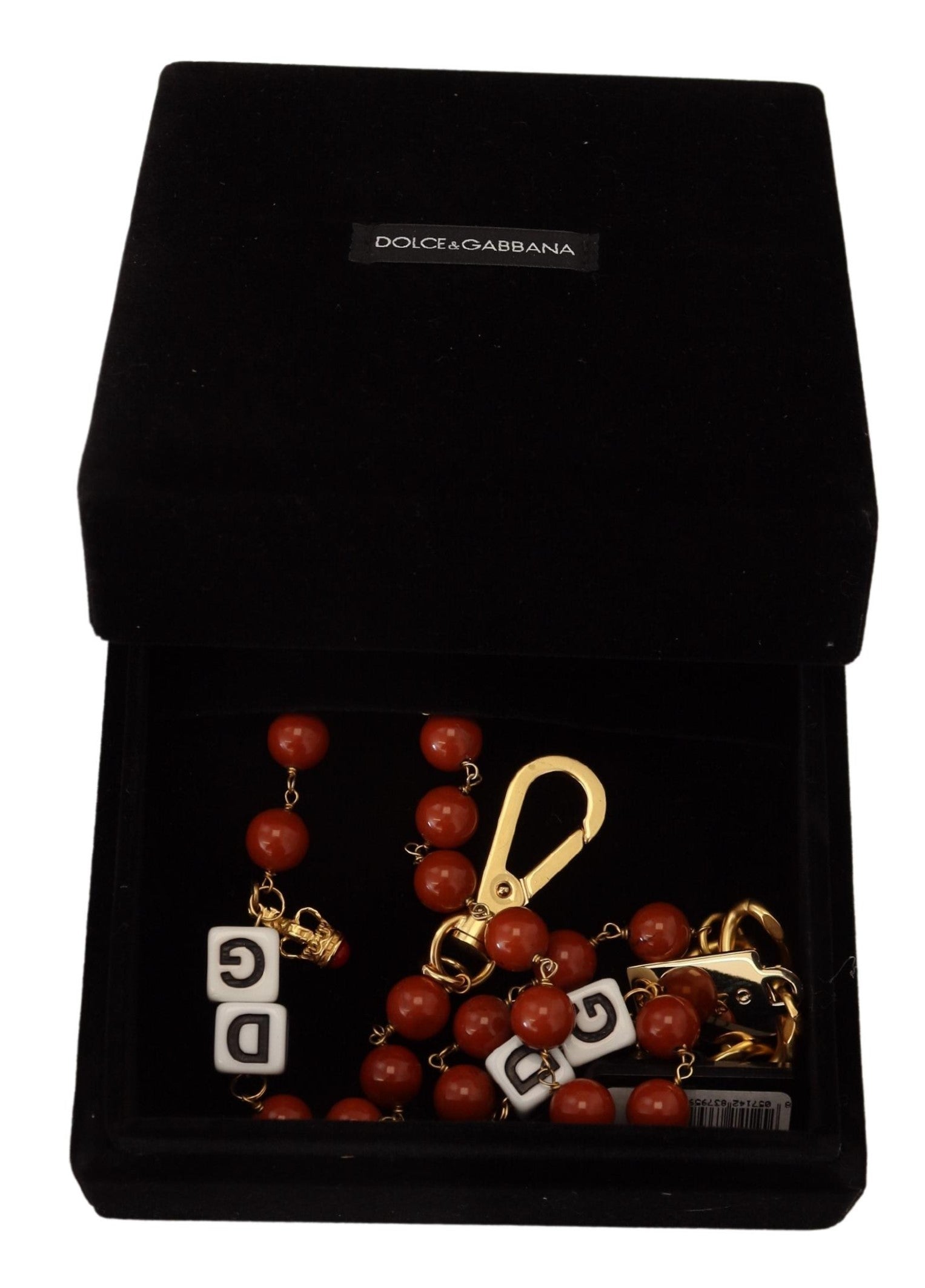 Dolce &amp; Gabbana Gold Brass Pearl Logo Lobster Statement Колие