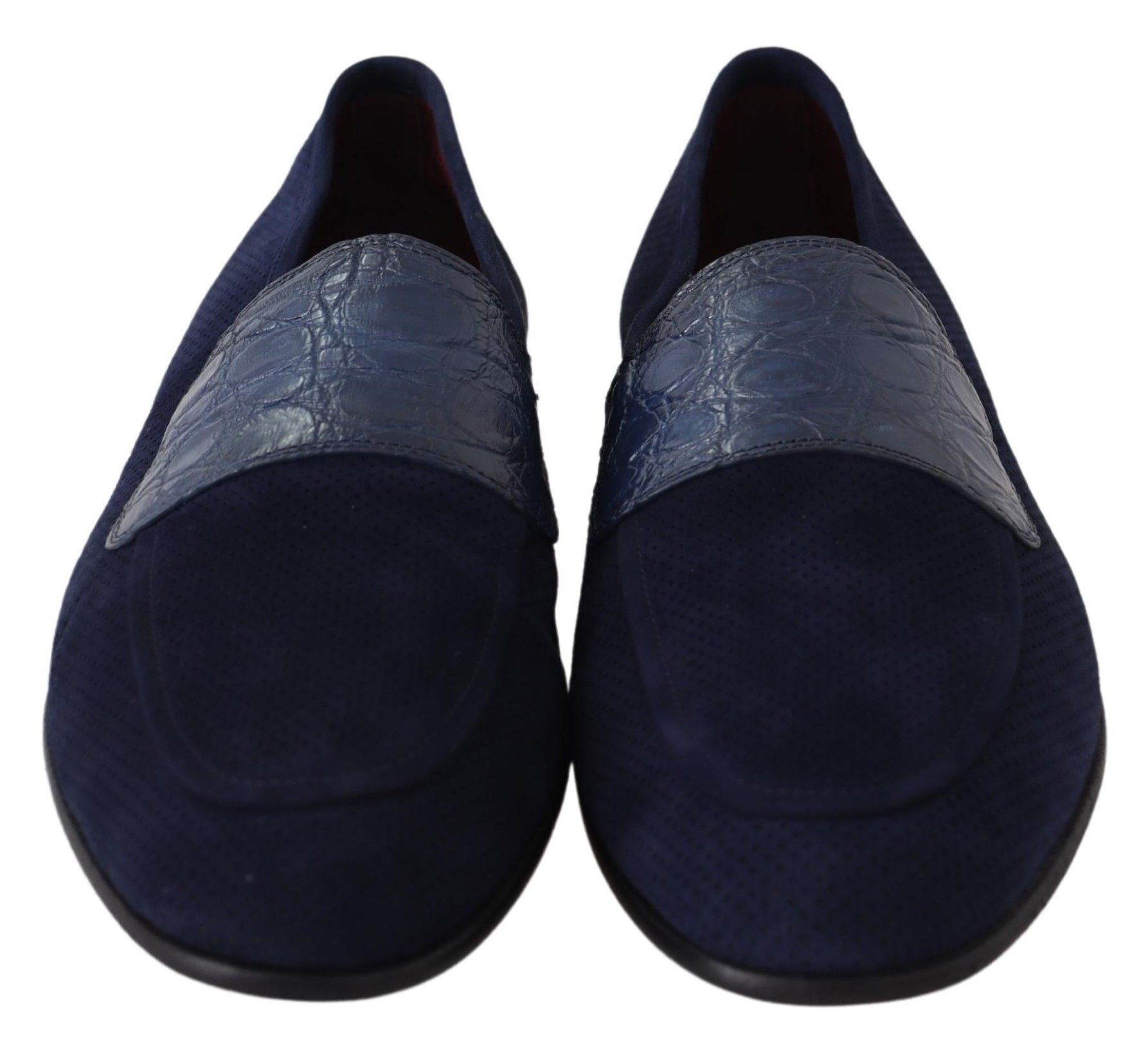 Dolce &amp; Gabbana Blue Suede Caiman Loafers Чехли Обувки