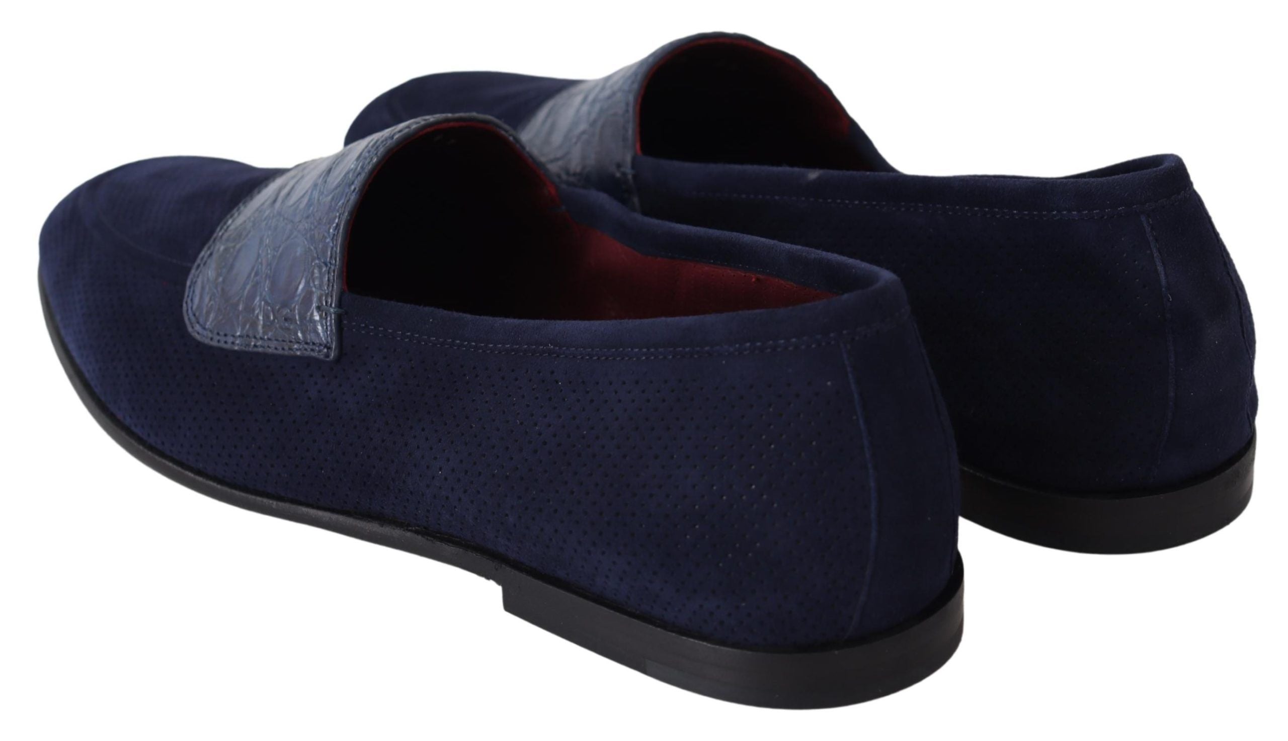 Dolce &amp; Gabbana Blue Suede Caiman Loafers Чехли Обувки