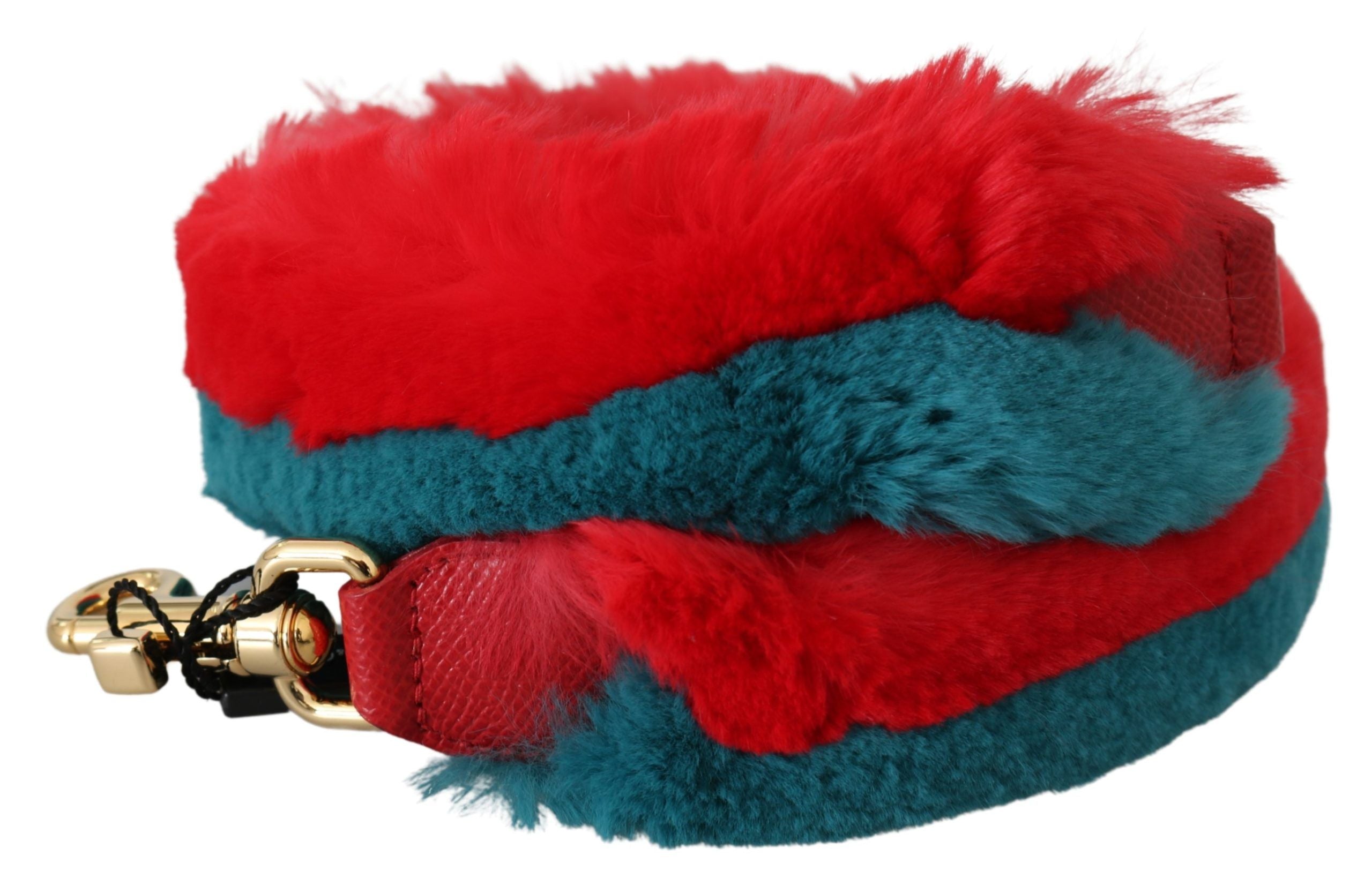Dolce &amp; Gabbana червена синя заешка кожена каишка през рамо