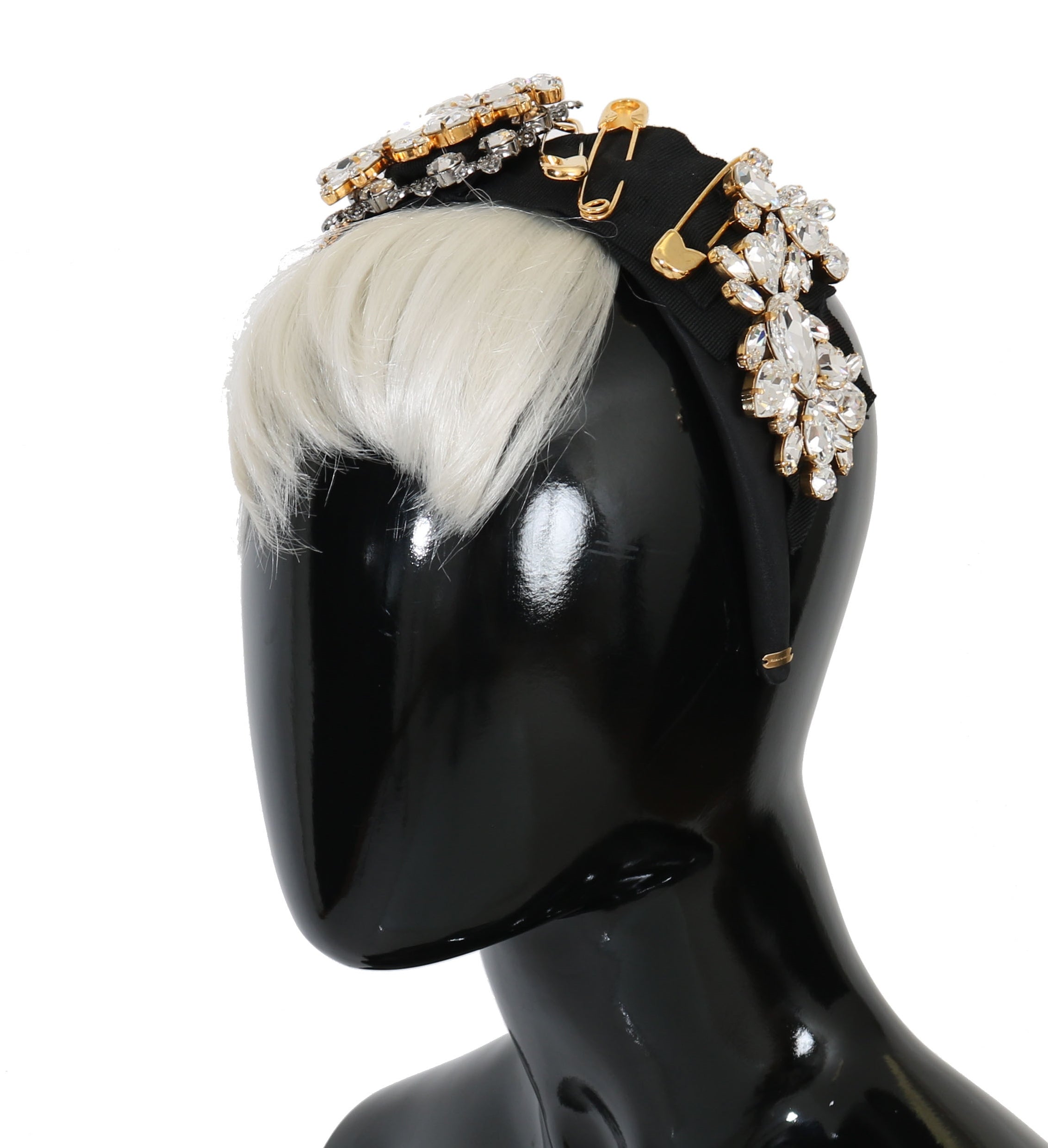 Dolce &amp; Gabbana черна кристално бяла коса Parrucchiera диадема за глава