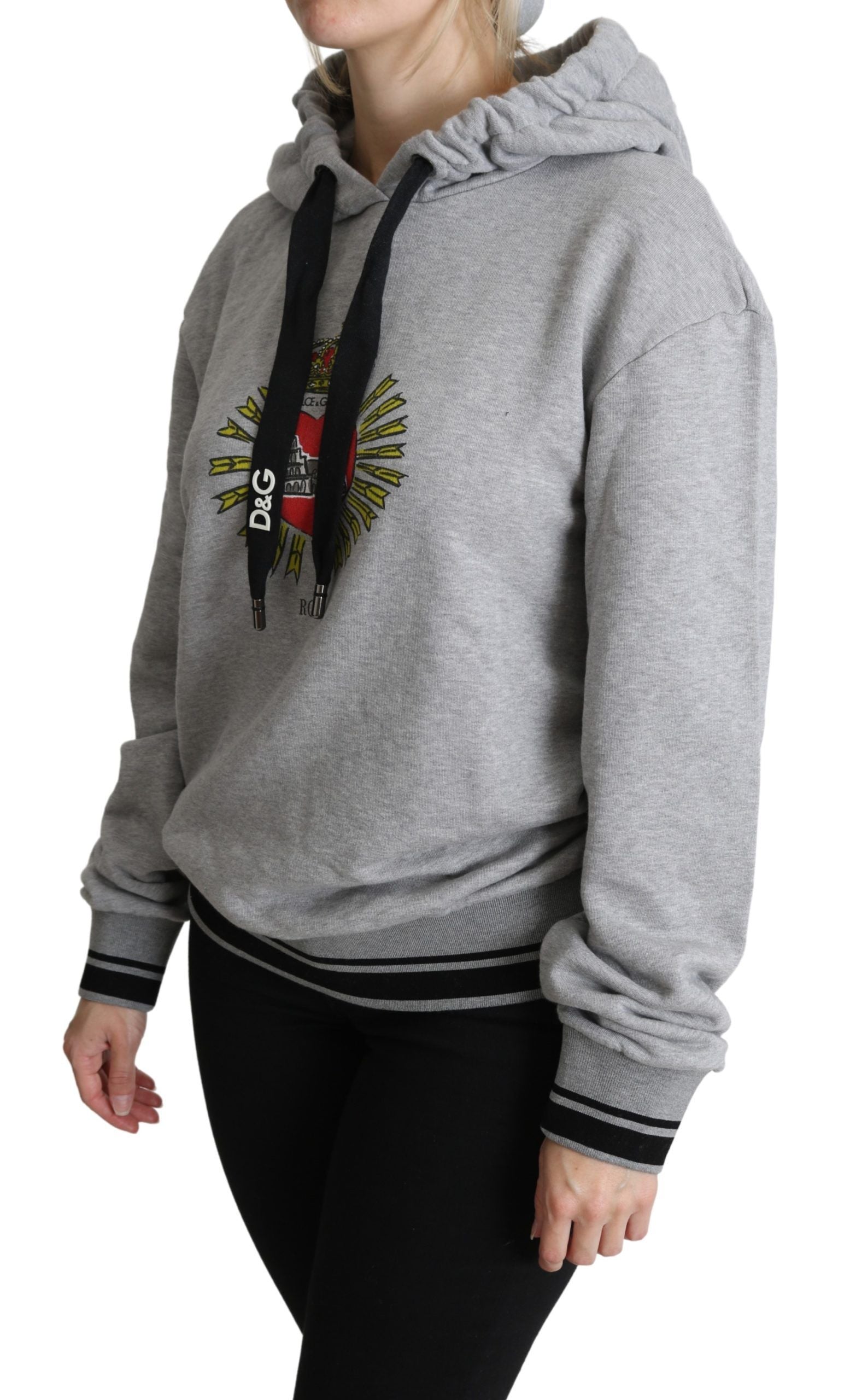 Dolce & Gabbana Exclusive Hooded Gray Cotton Sweater