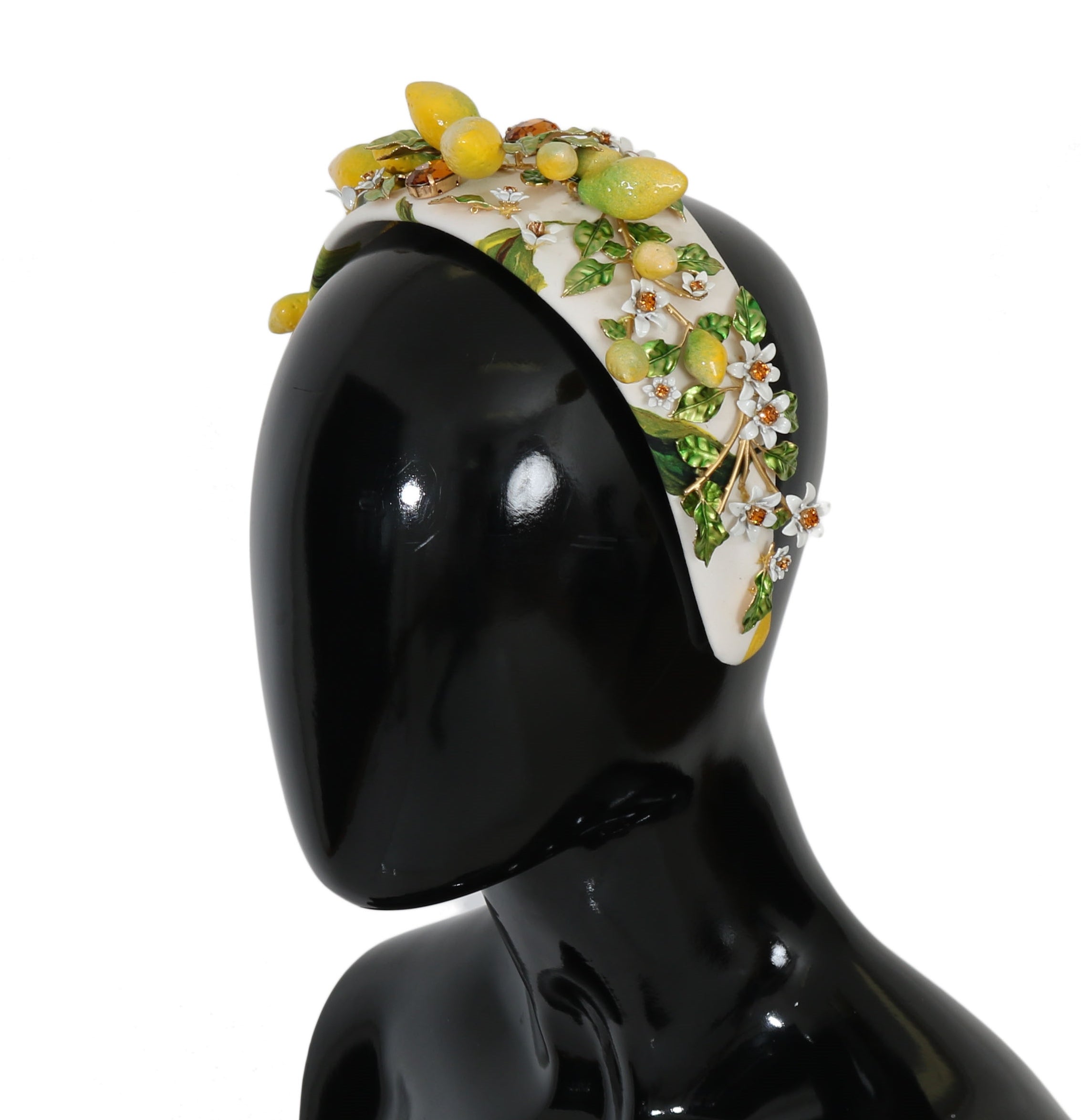 Dolce &amp; Gabbana Yellow Lemons Sicily Crystal Diadem Tiara лента за глава