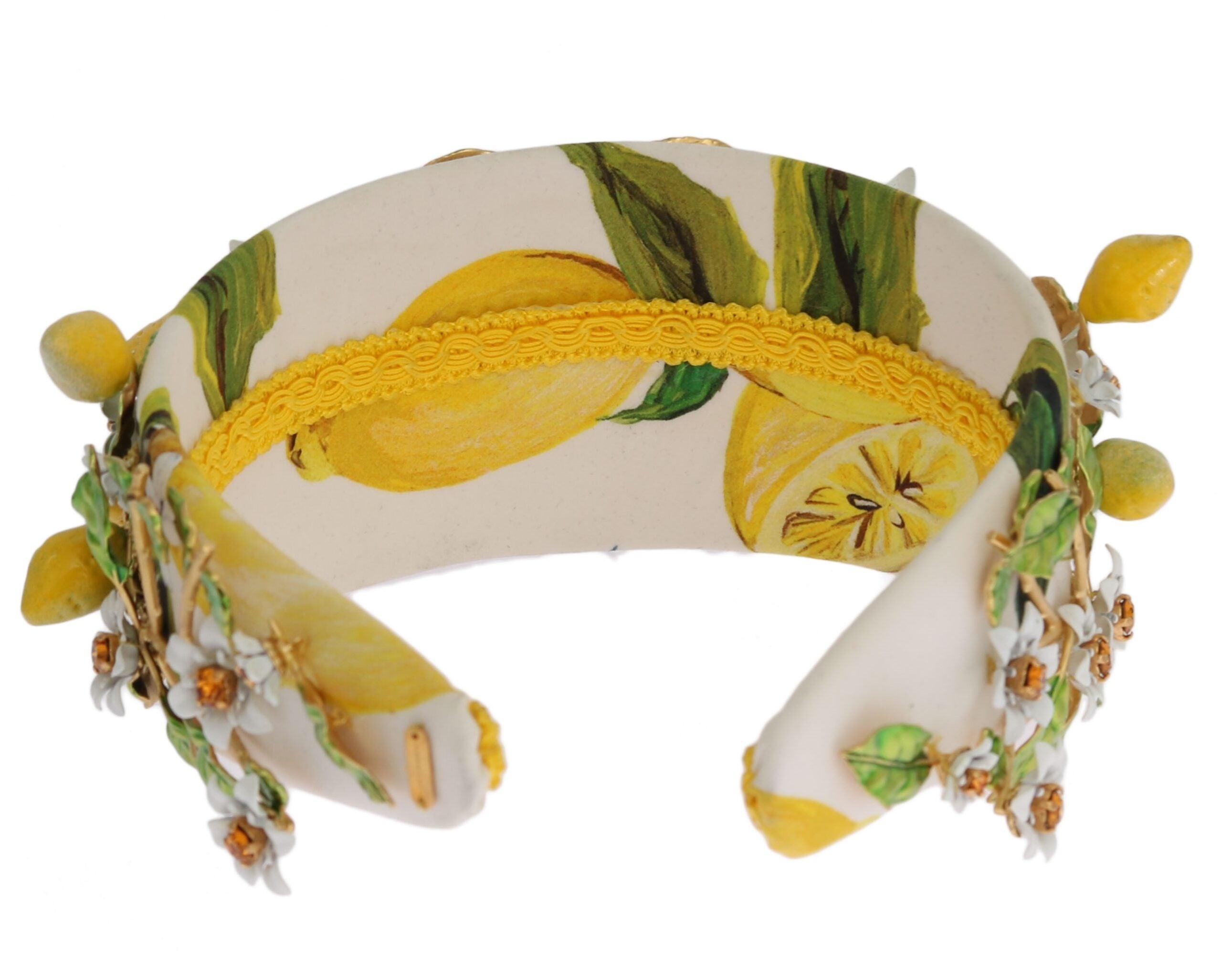 Dolce &amp; Gabbana Yellow Lemons Sicily Crystal Diadem Tiara лента за глава