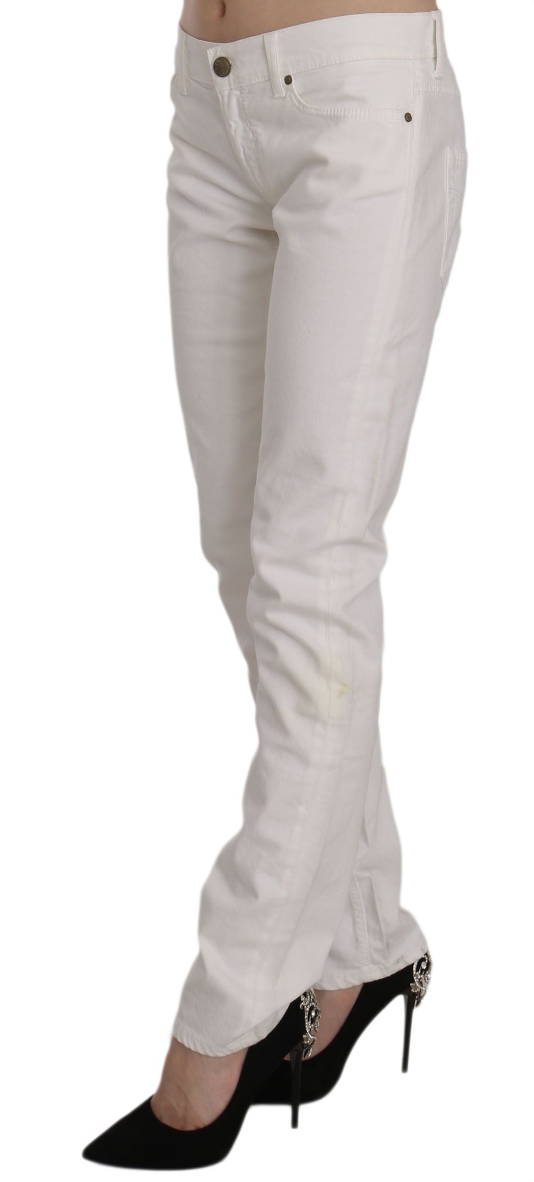Dondup Бели памучни еластични тесни ежедневни дънкови панталони Дънки