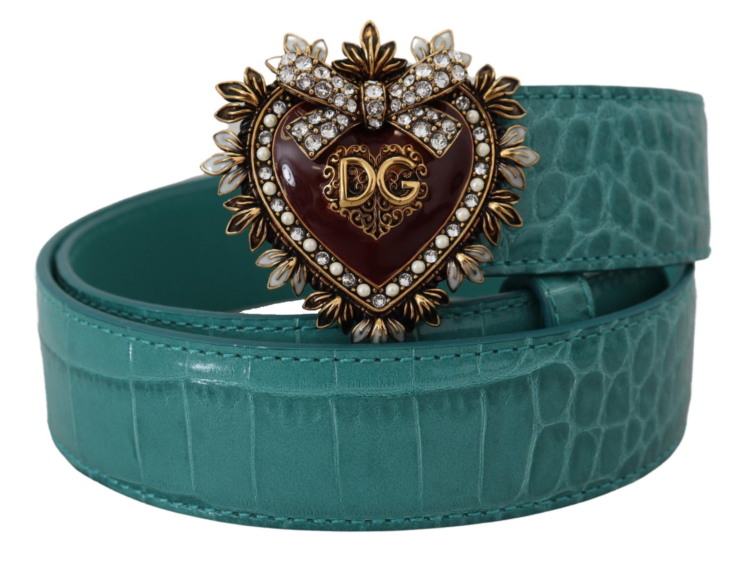 Dolce &amp; Gabbana син кожен златен колан DEVOTION с катарама