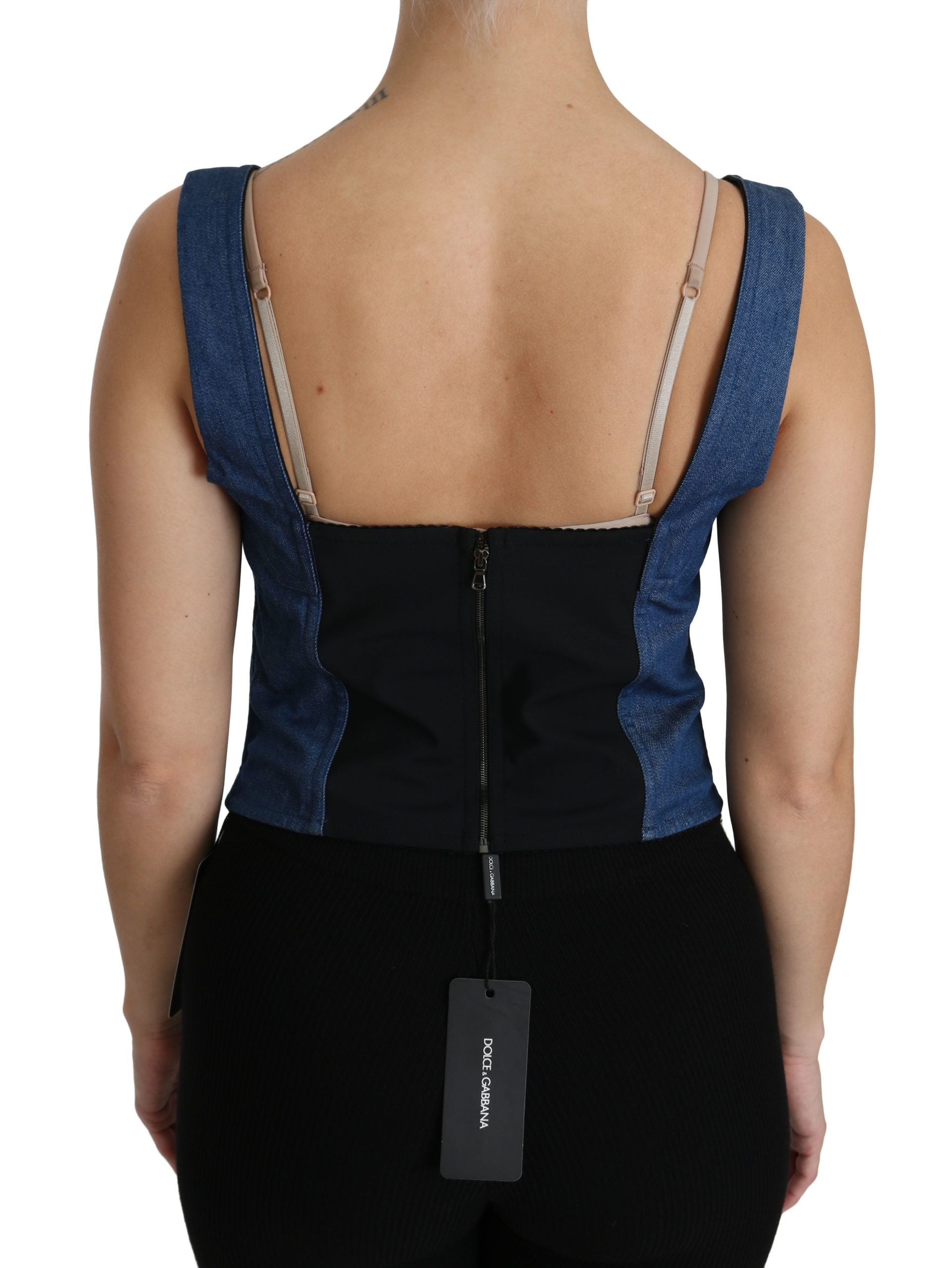 Dolce & Gabbana Elegant Sleeveless Bustier Top in Blue