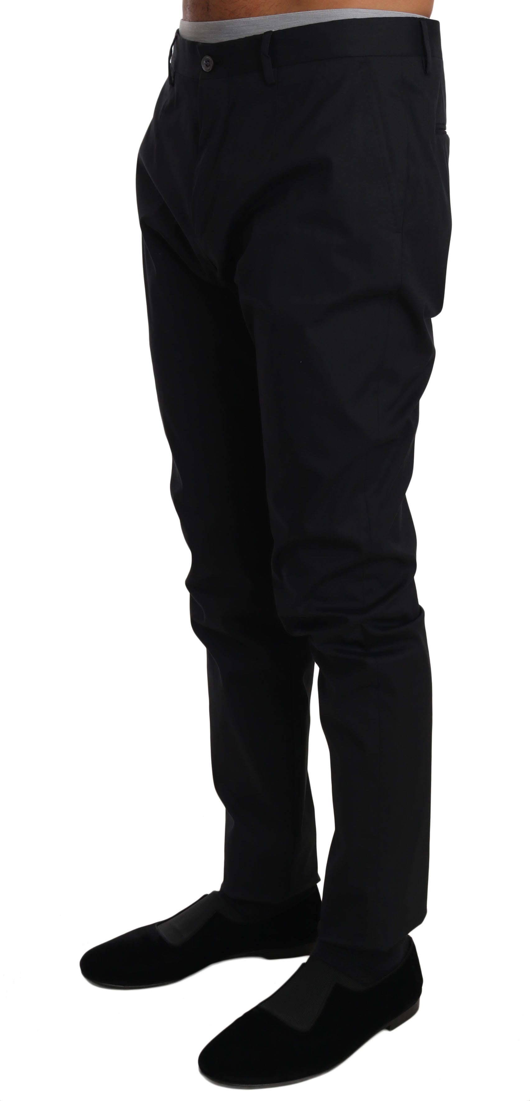 Dolce &amp; Gabbana Черен памучен стреч официален панталон панталон
