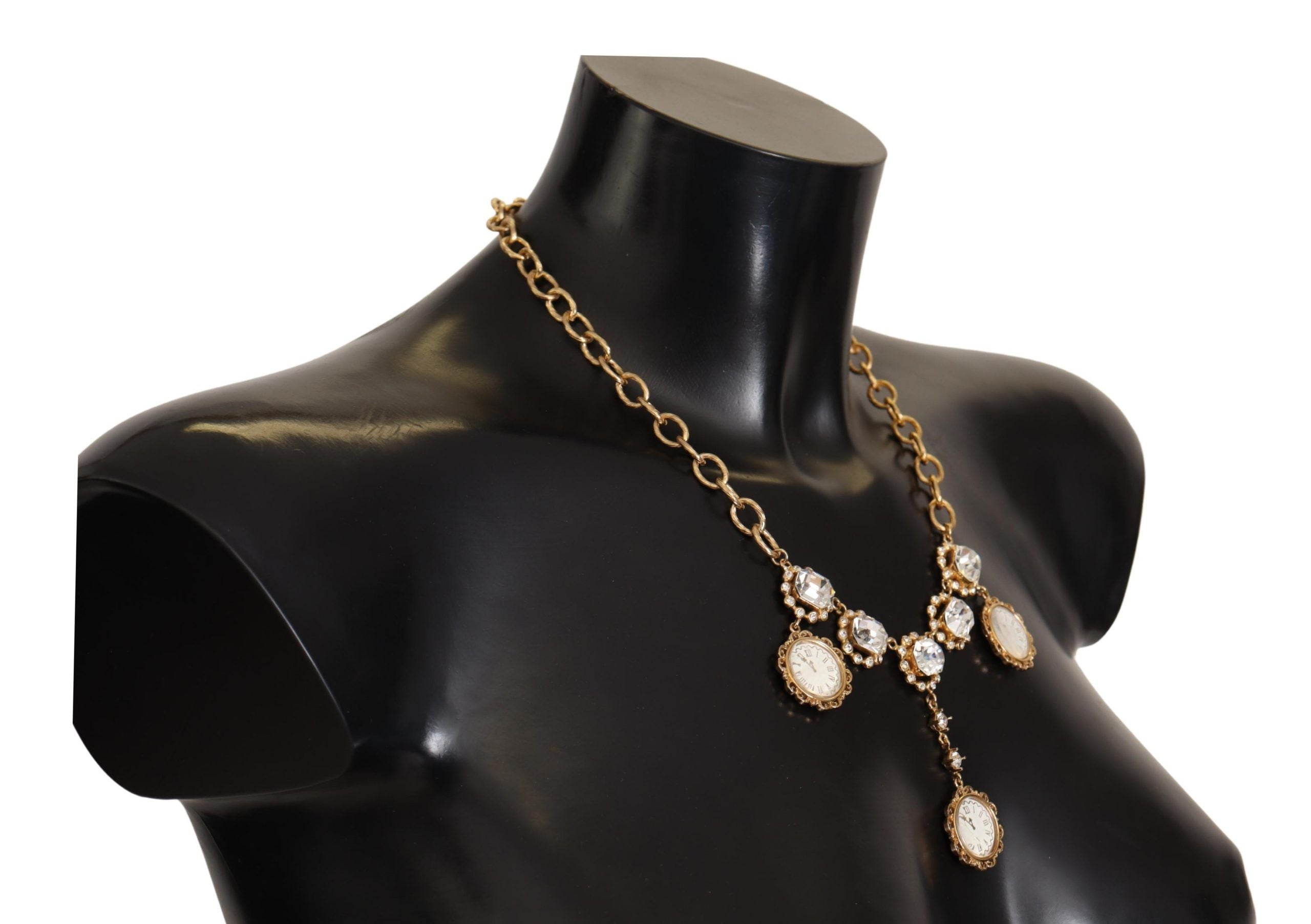 Dolce &amp; Gabbana Златен часовник Изящно колие с кристална верижка