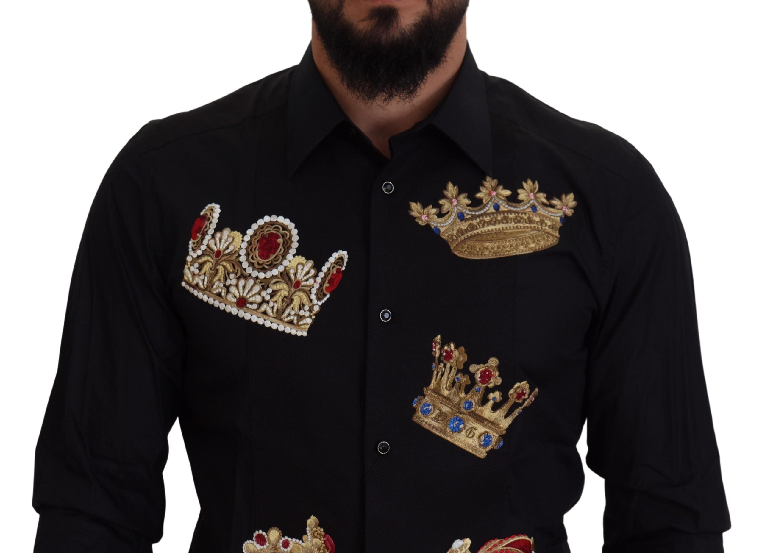 Официална риза Dolce &amp; Gabbana Black Gold Crown Slim Fit Dress