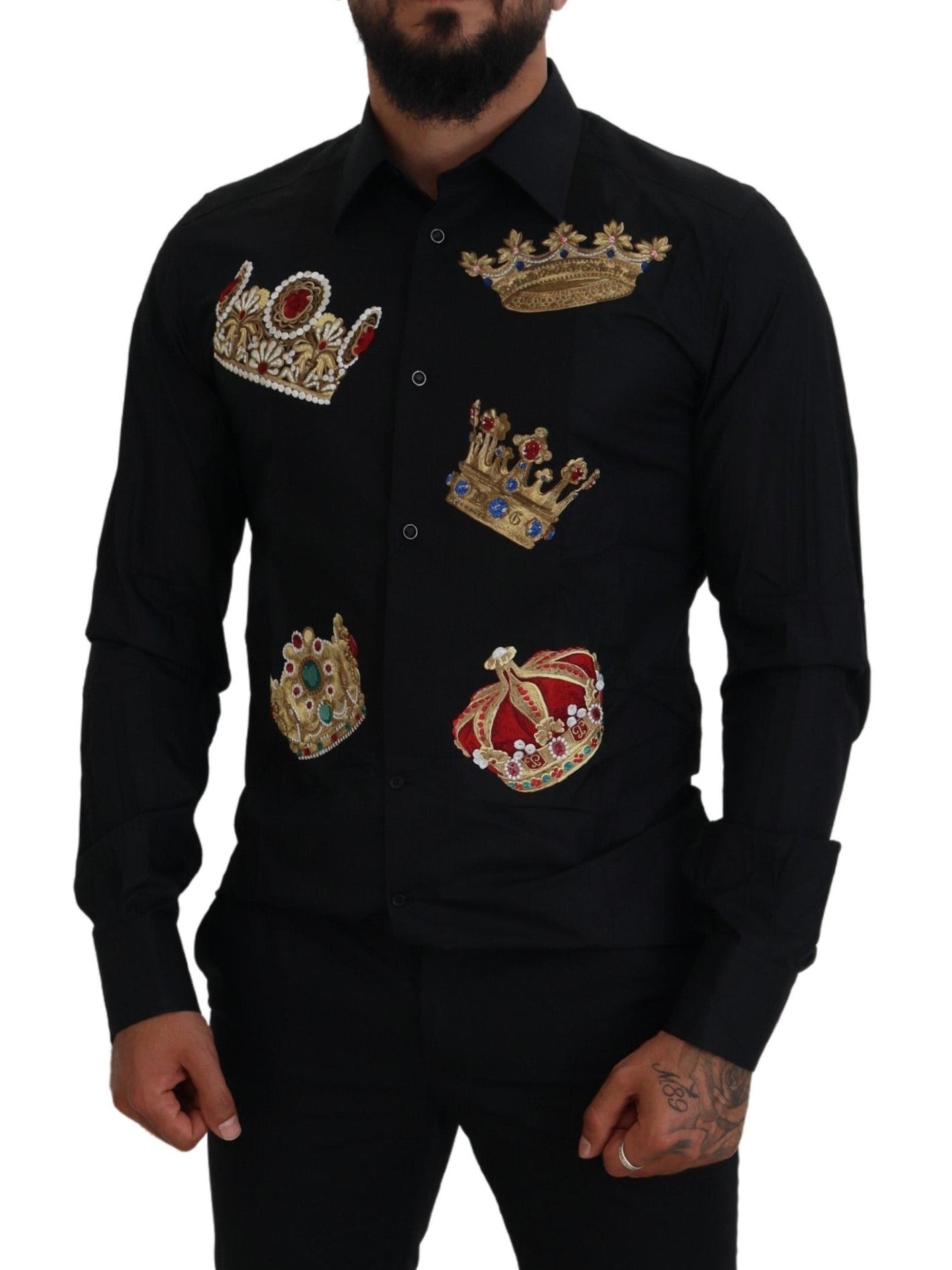 Официална риза Dolce &amp; Gabbana Black Gold Crown Slim Fit Dress