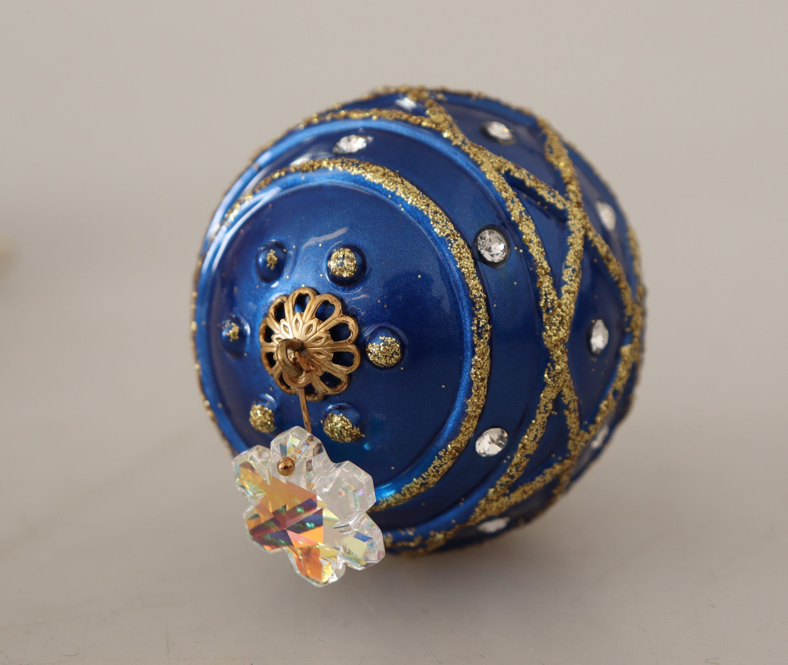 Dolce &amp; Gabbana Blue Christmas Ball Crystal Hook Златни месингови обеци