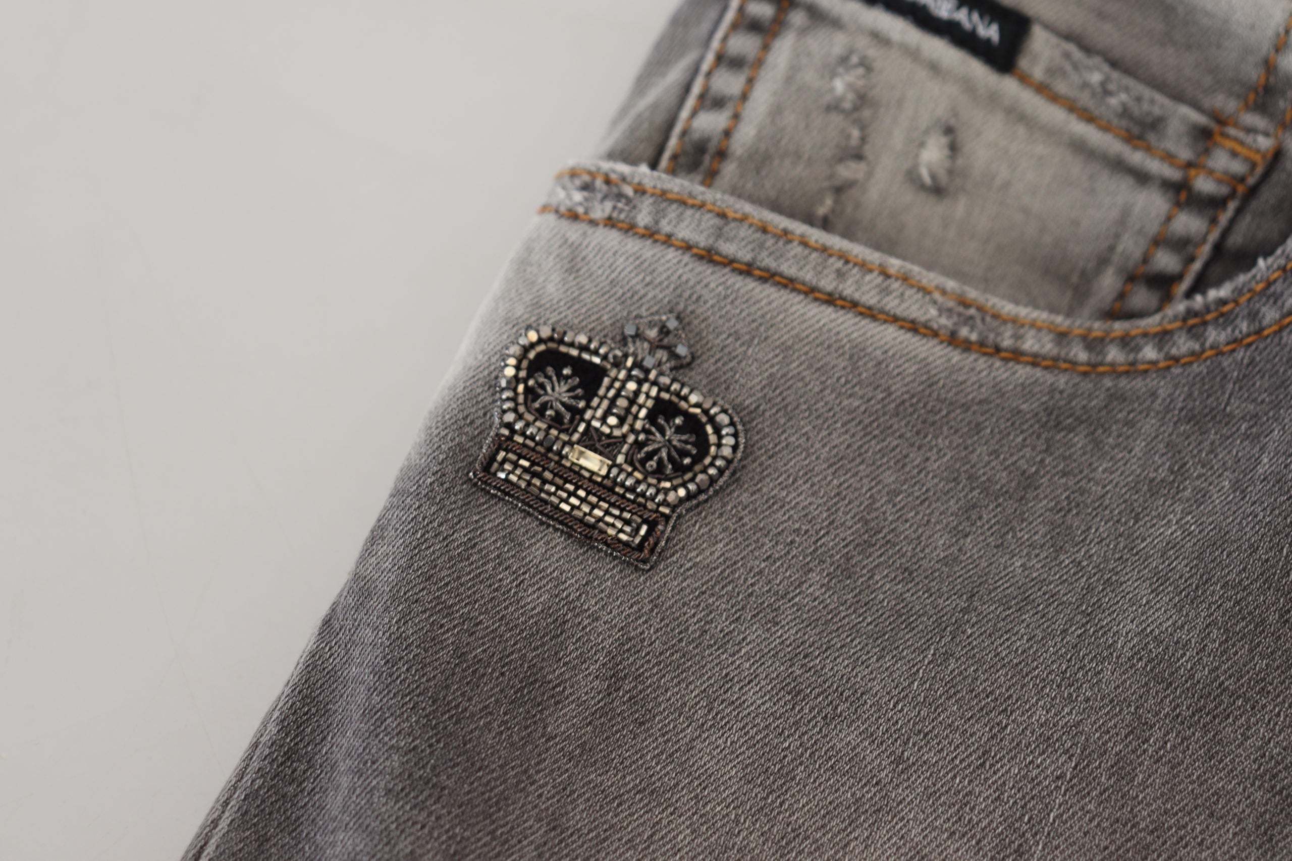Сиви изпрани памучни тесни дънки Dolce &amp; Gabbana