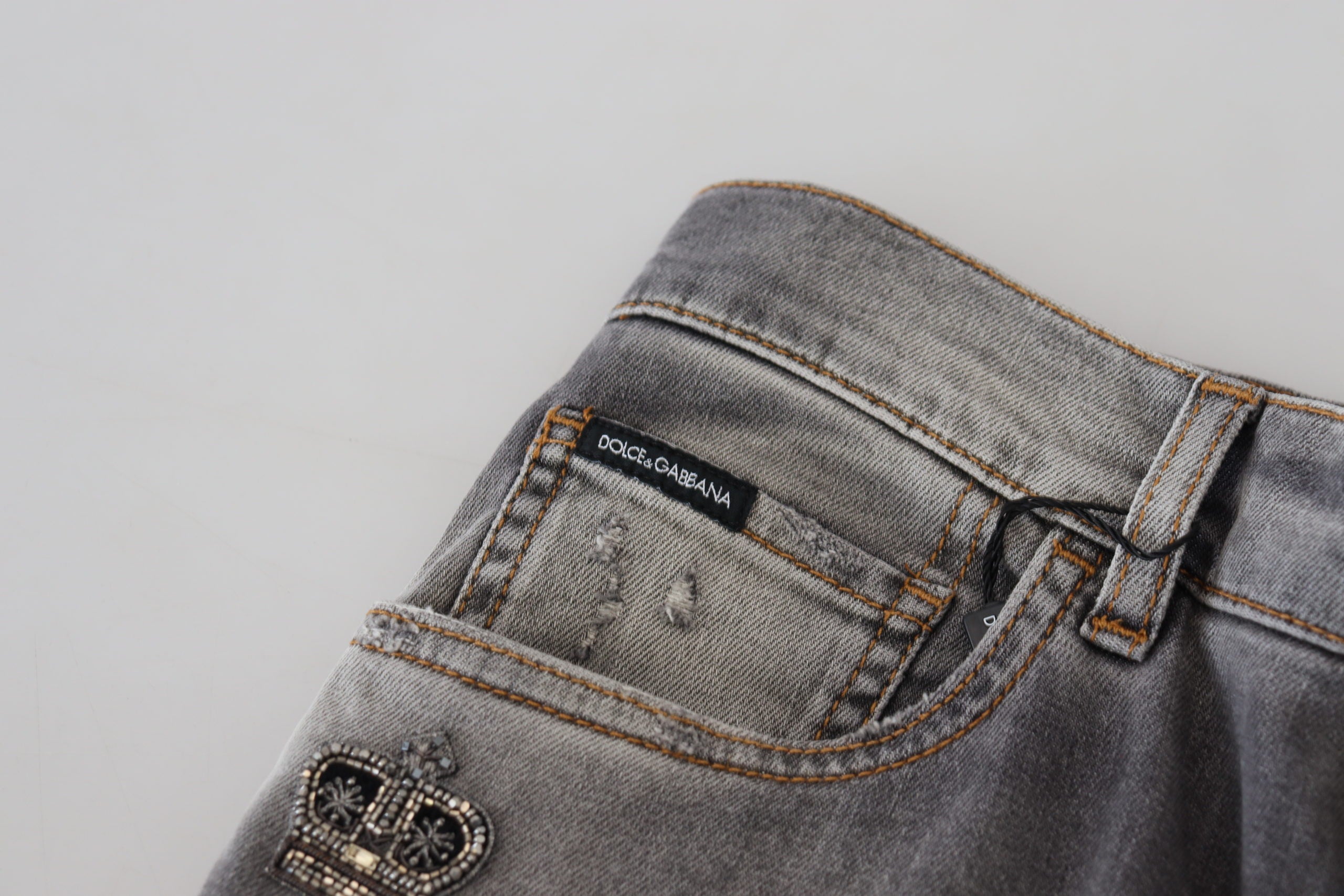 Dolce & Gabbana Elegant Gray Washed Cotton Stretch Jeans