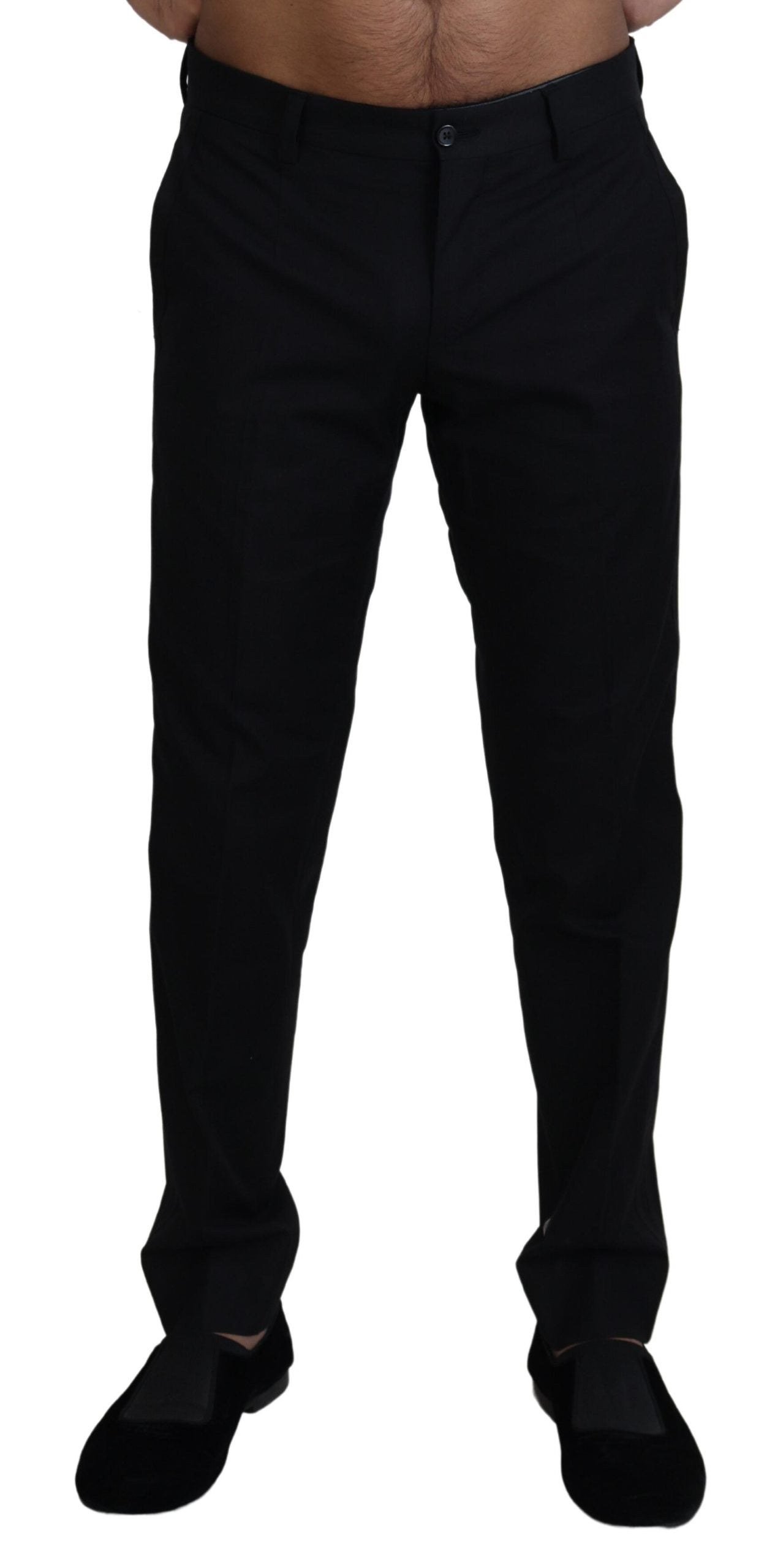 Официален памучен панталон Dolce &amp; Gabbana черен чино