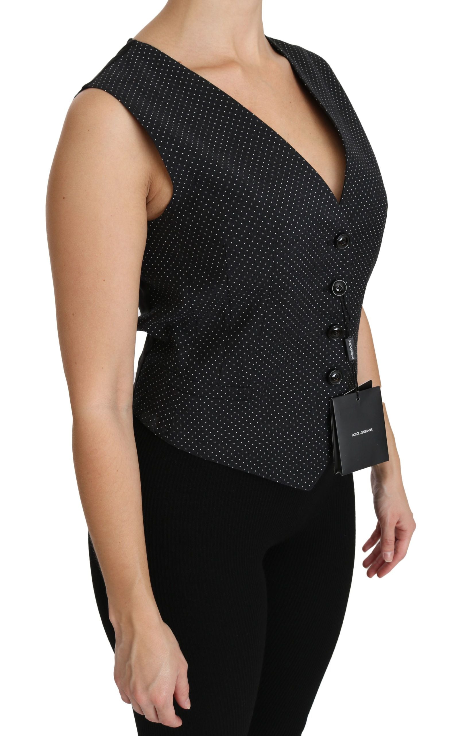 Dolce &amp; Gabbana Черна жилетка на точки Блуза с жилетка