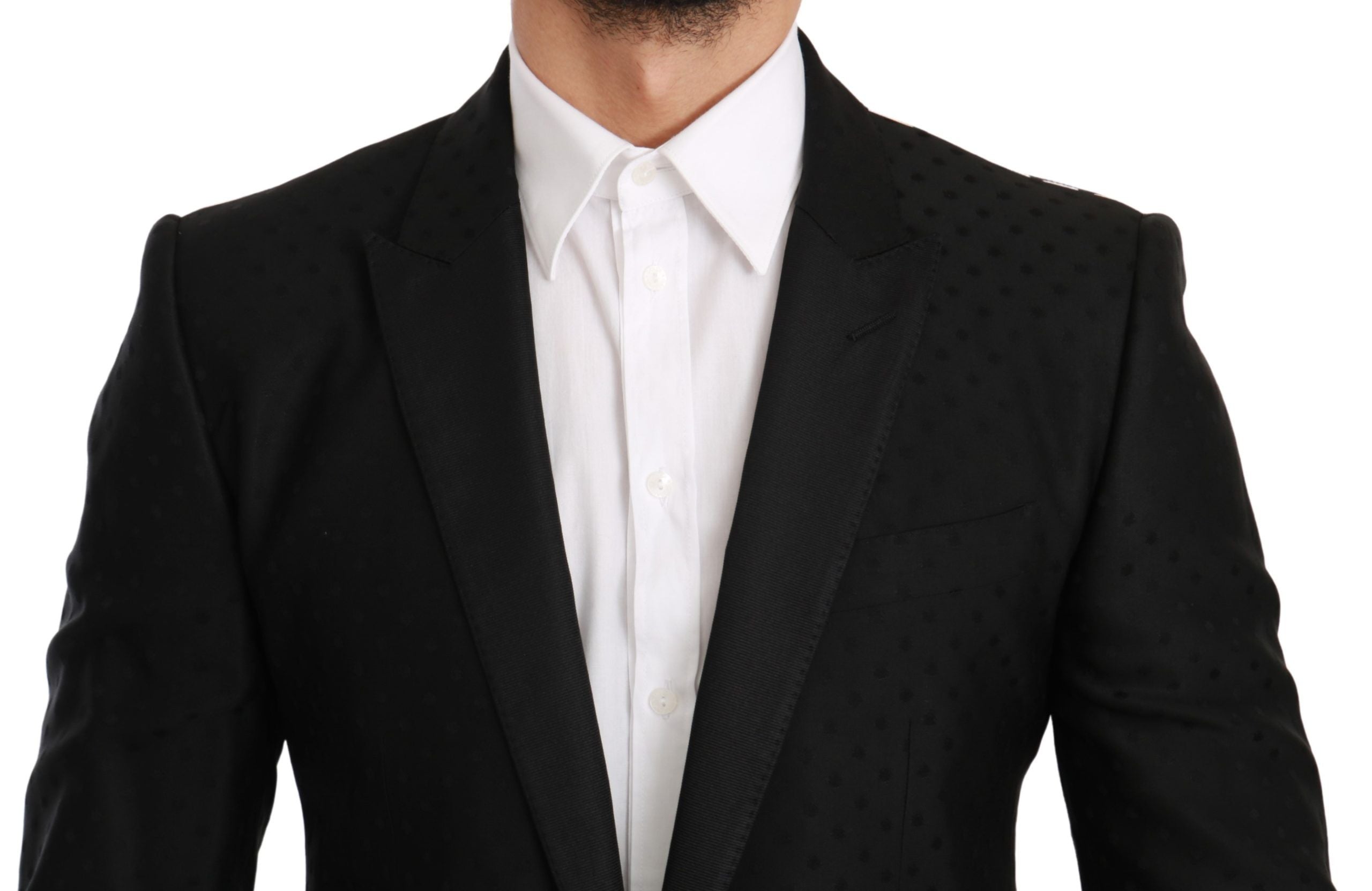 Dolce & Gabbana Elegant Black Polka Dotted Wool Blend Blazer