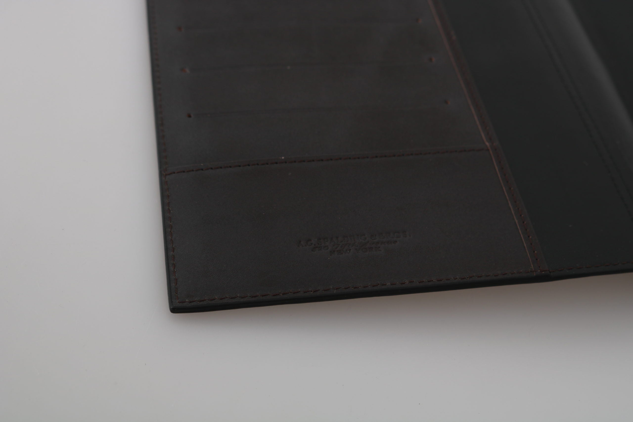 AG Spalding &amp; Bros Черен кожен двоен портфейл с лого на държача за пътуване