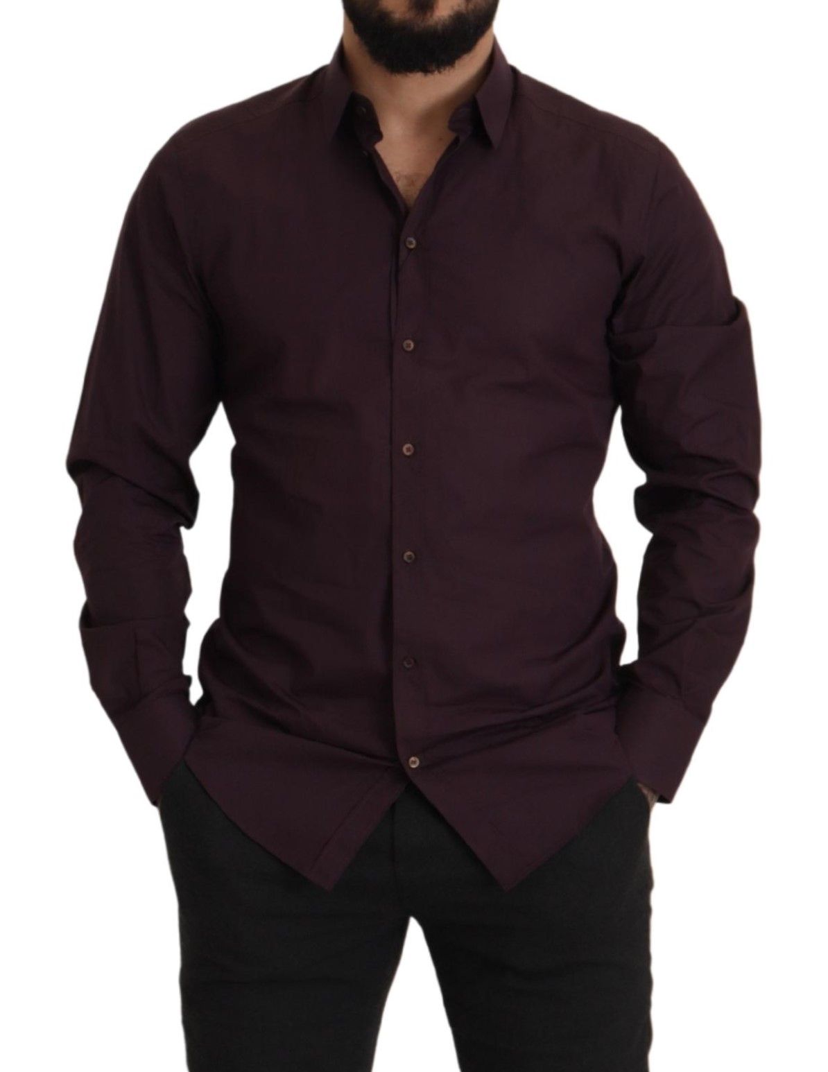 Dolce &amp; Gabbana Purple Cotton GOLD Slim Fit Shirt