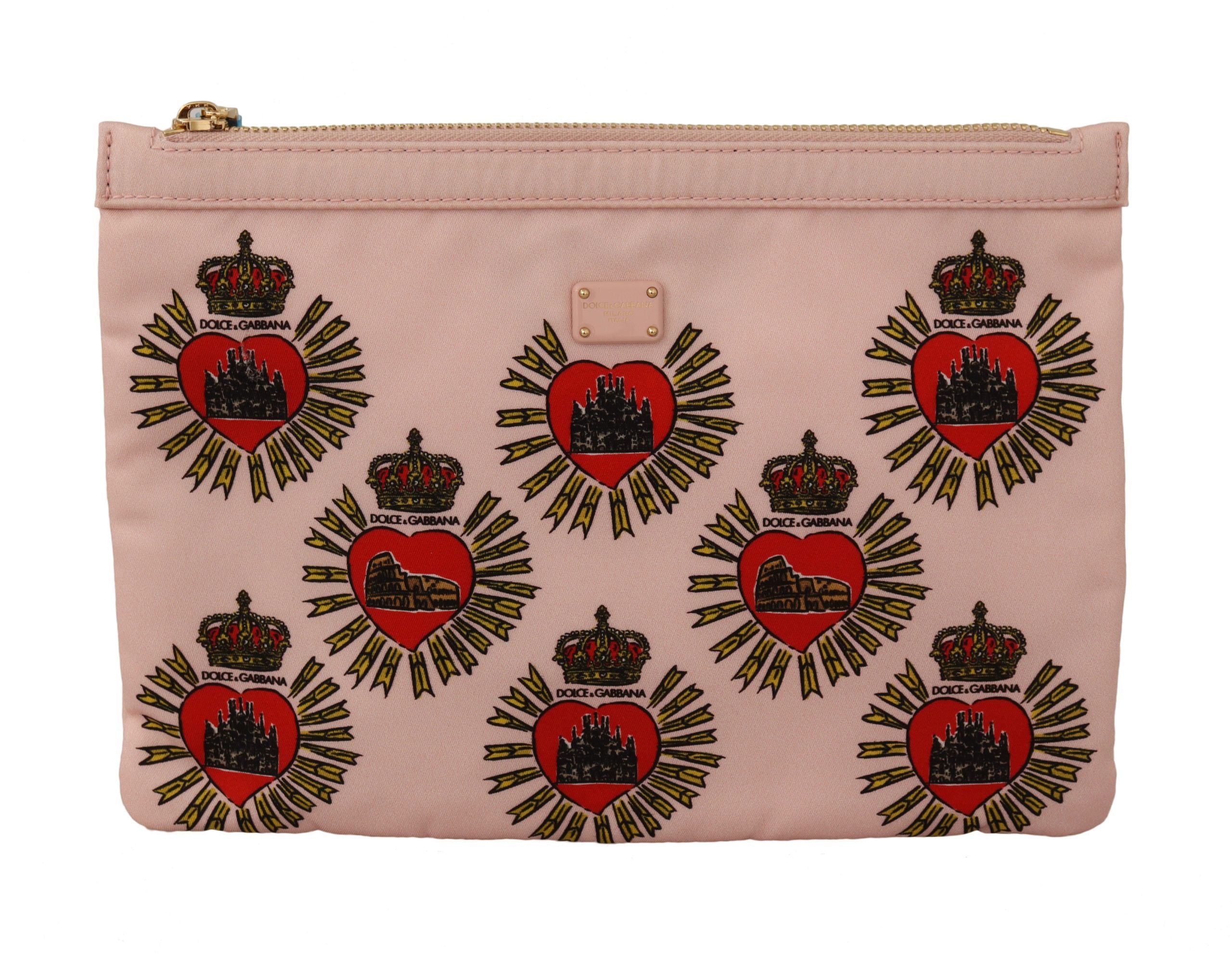 Портфейл Dolce &amp; Gabbana Clutch Pink D&amp;G Logo Devotion Heart Nylon Pouch