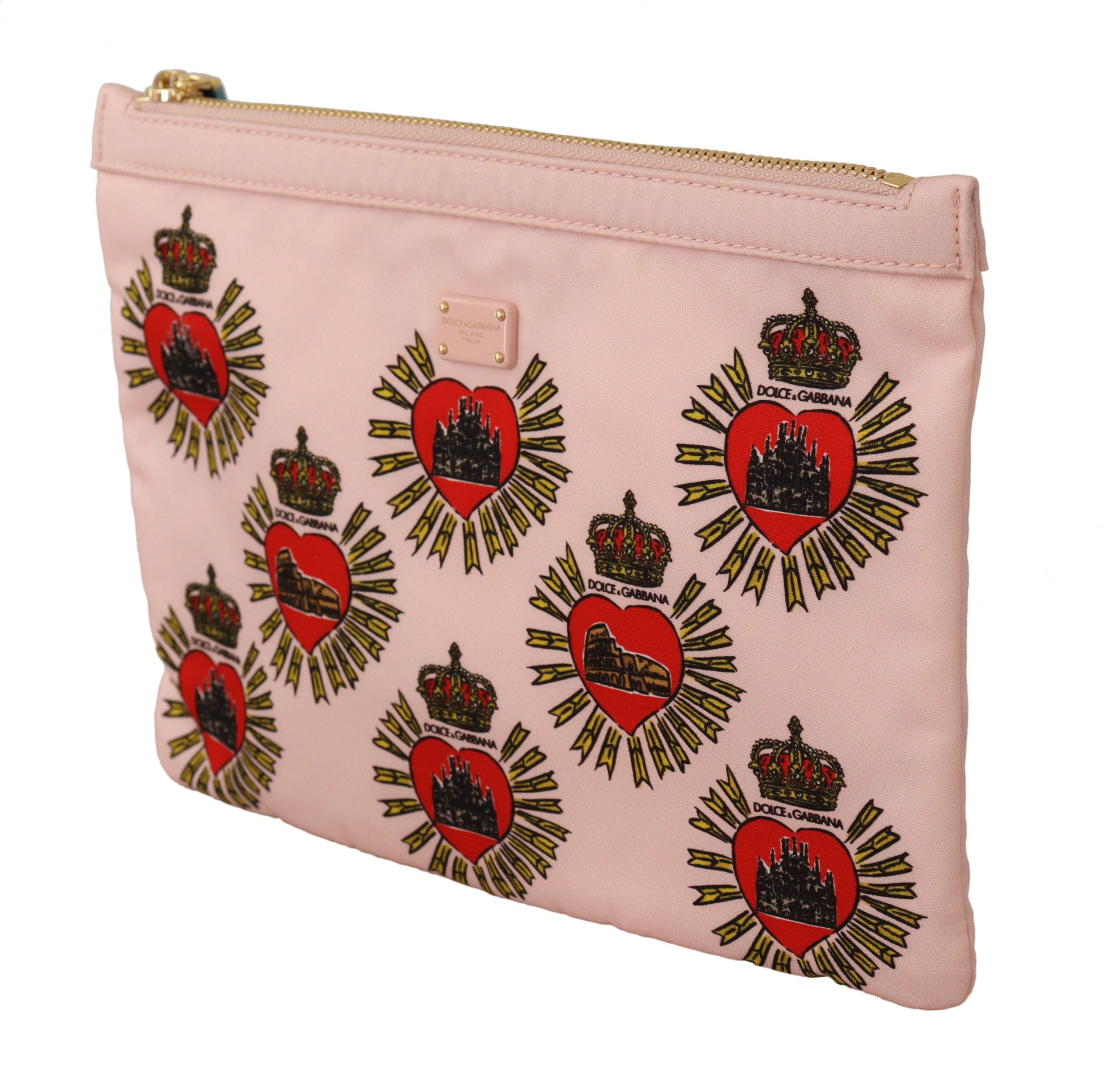 Портфейл Dolce &amp; Gabbana Clutch Pink D&amp;G Logo Devotion Heart Nylon Pouch