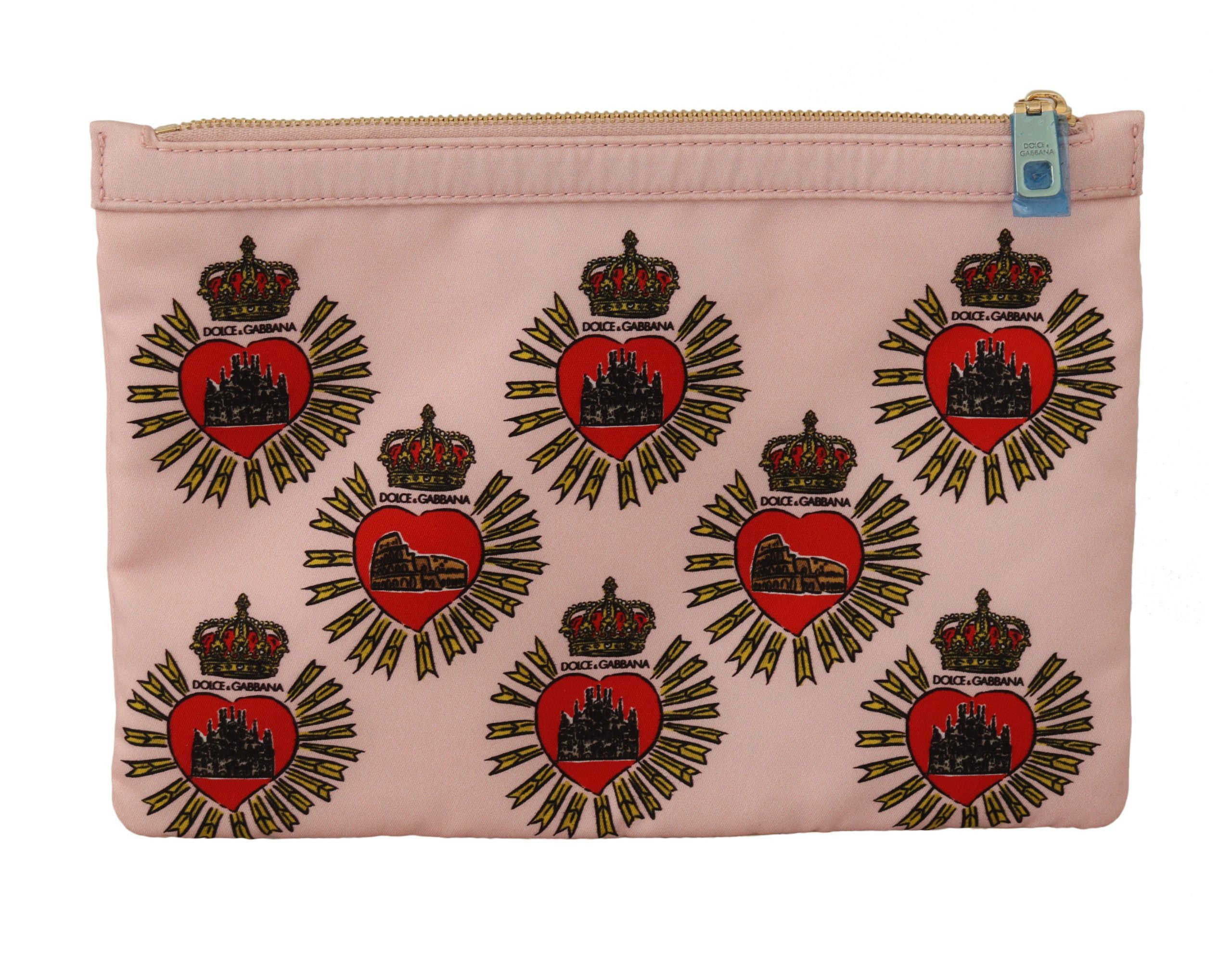 Портфейл Dolce &amp; Gabbana Clutch Pink D&amp;G Logo Devotion Heart Nylon Pouch