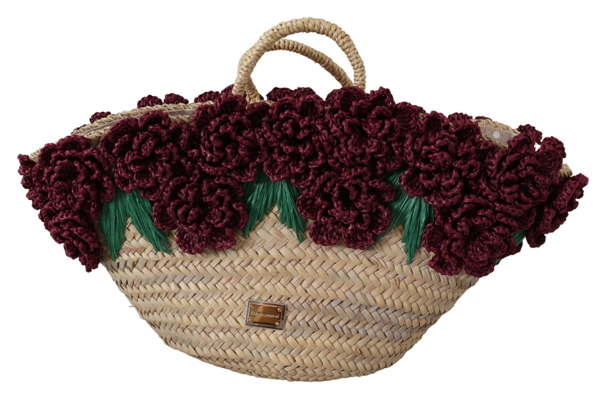 Дамска чанта Dolce &amp; Gabbana с многоцветна сламена флорална чанта