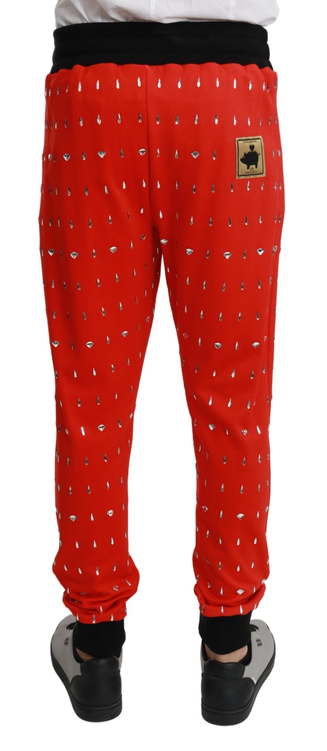 Dolce &amp; Gabbana Red Piggy Bank Cotton Crystal Панталони