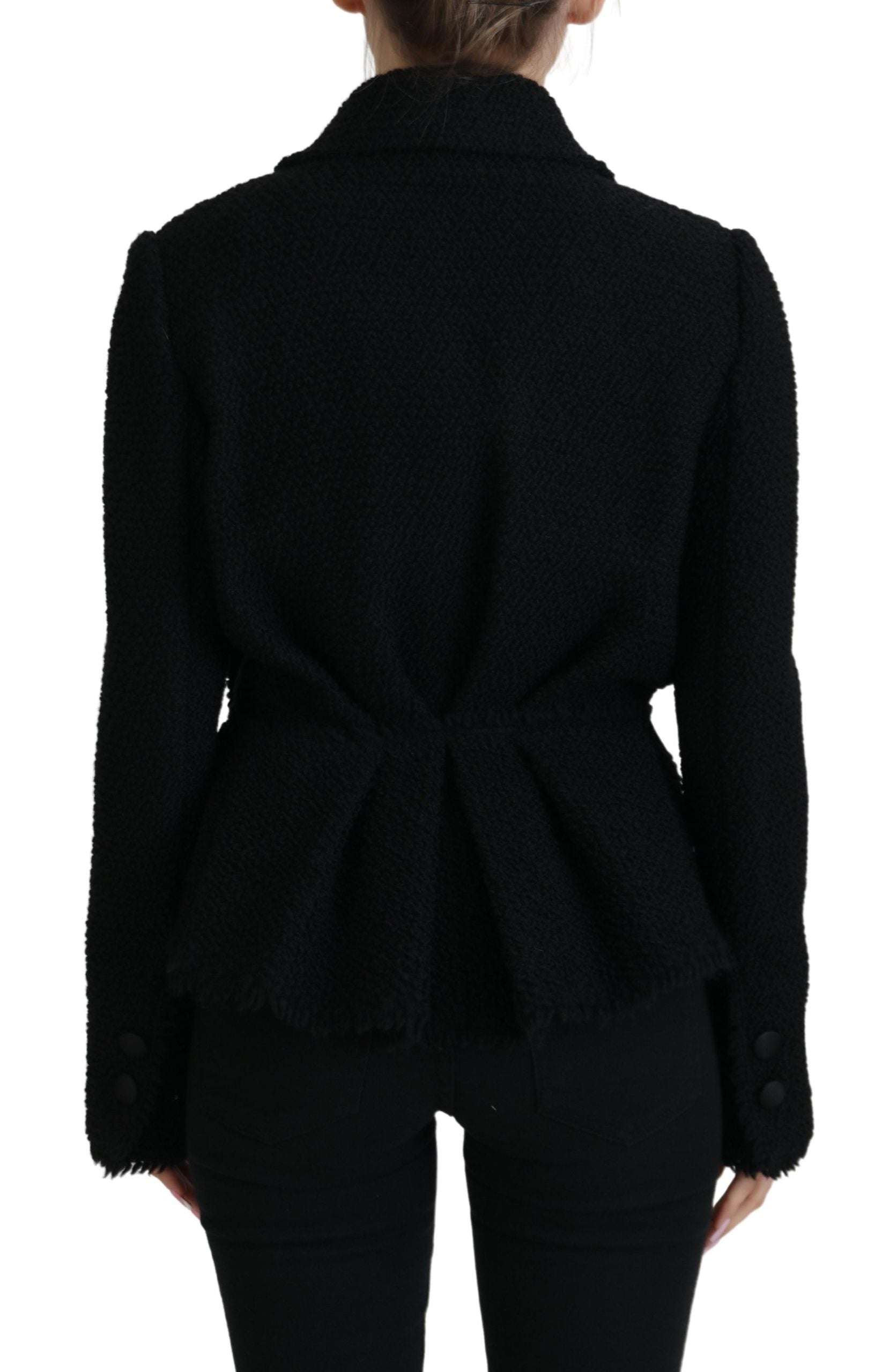 Dolce &amp; Gabbana Черно вълнено палто Блейзър Яке