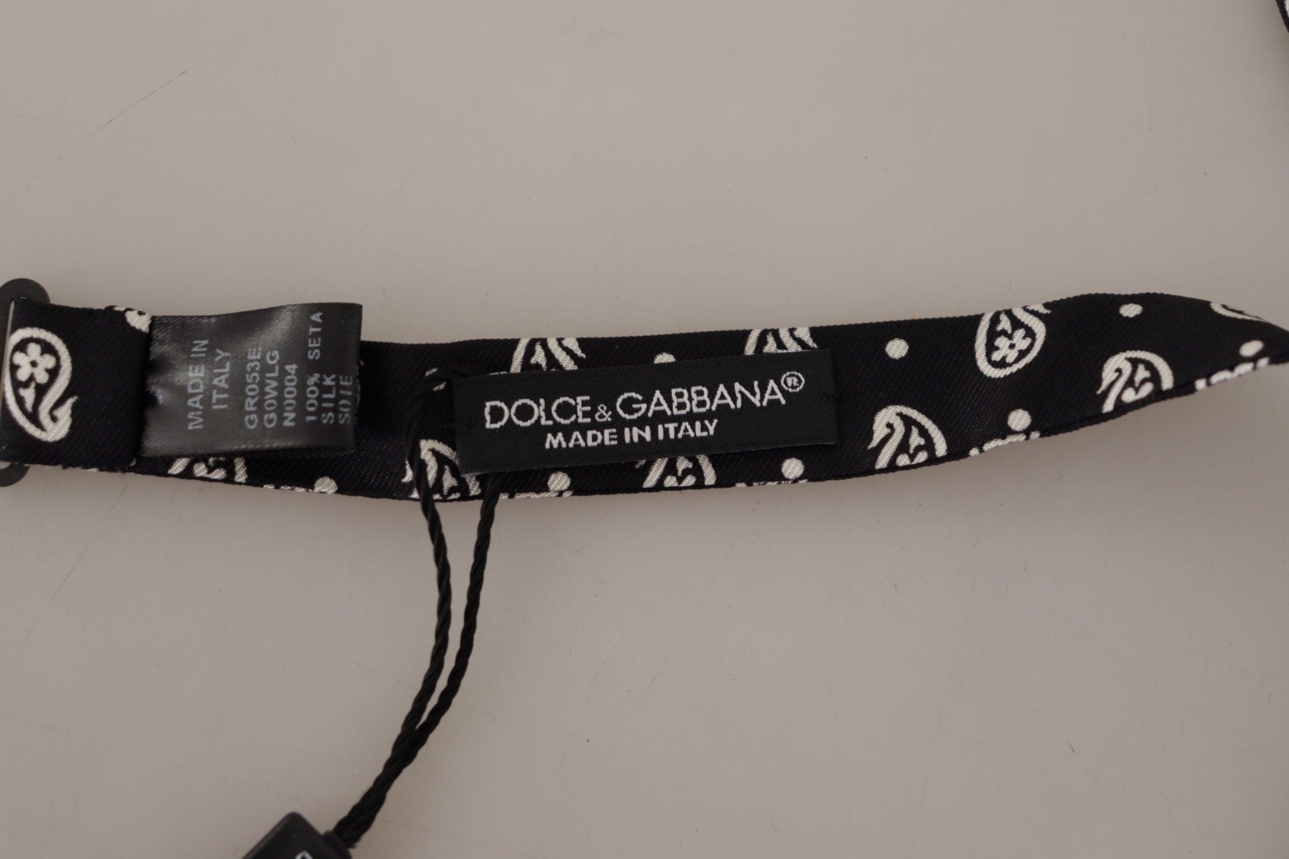 Dolce &amp; Gabbana Black Fantasy Pattern Papillon папионка с регулируемо деколте