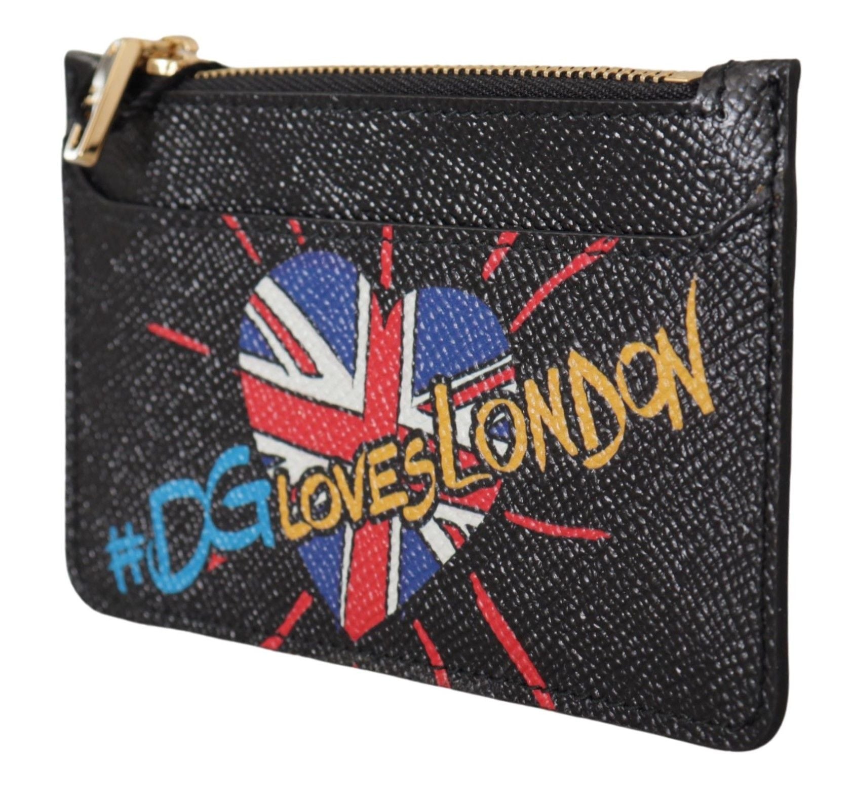 Dolce &amp; Gabbana черен кожен портфейл #DGLovesLondon Дамски калъф за монети