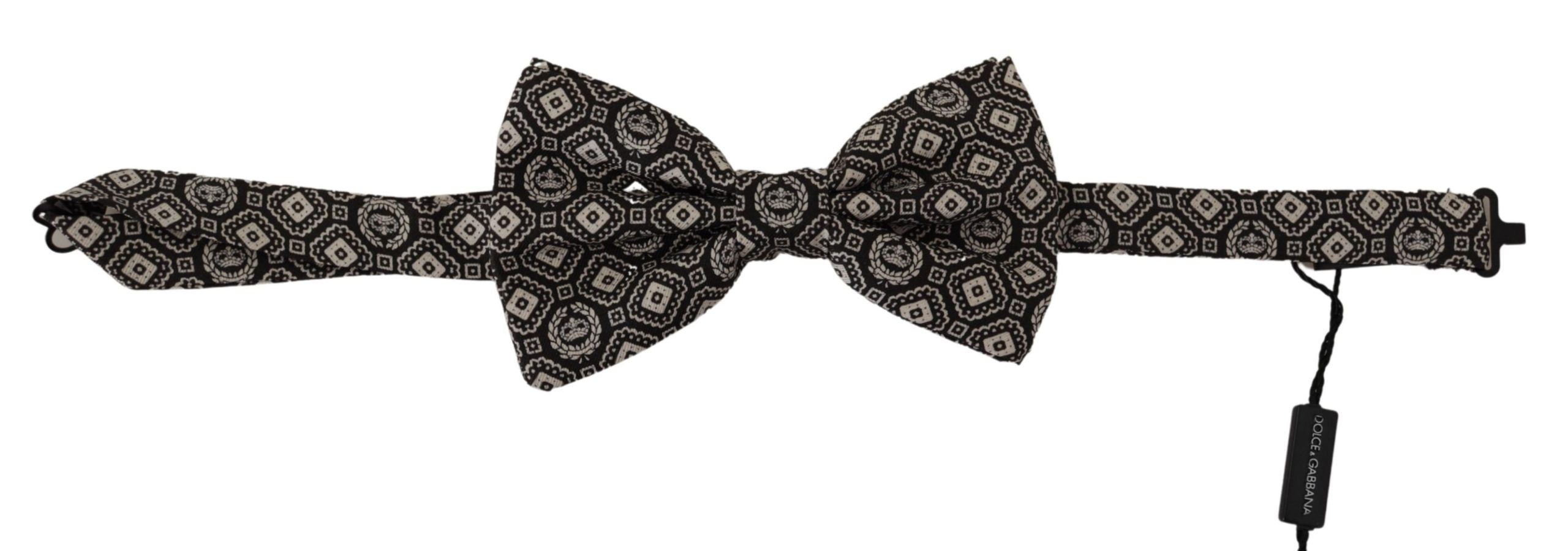 Dolce &amp; Gabbana Black Fantasy Pattern Papillon папионка с регулируемо деколте