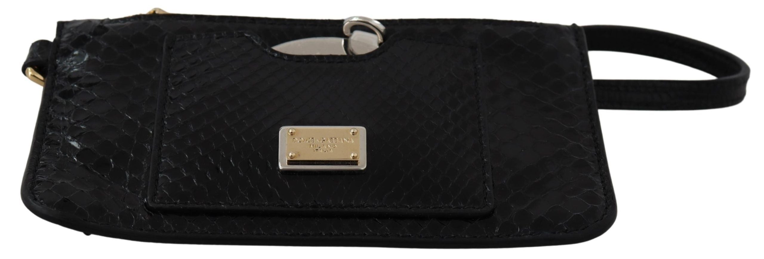 Черна кожена чанта за монети Dolce &amp; Gabbana Wristlet Mirror Agnese Wallet