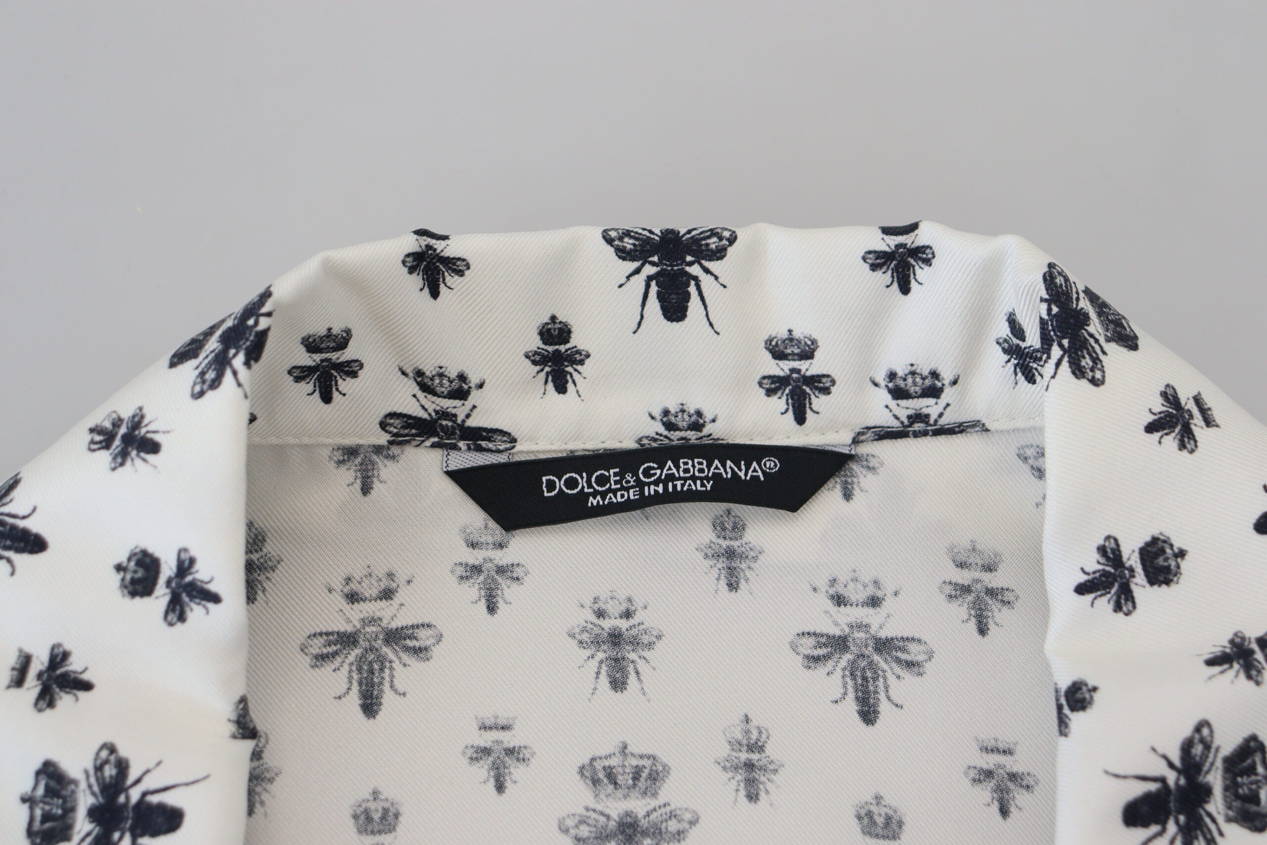 Горнище на пижама с дълъг ръкав Dolce &amp; Gabbana White Crown Bee Print