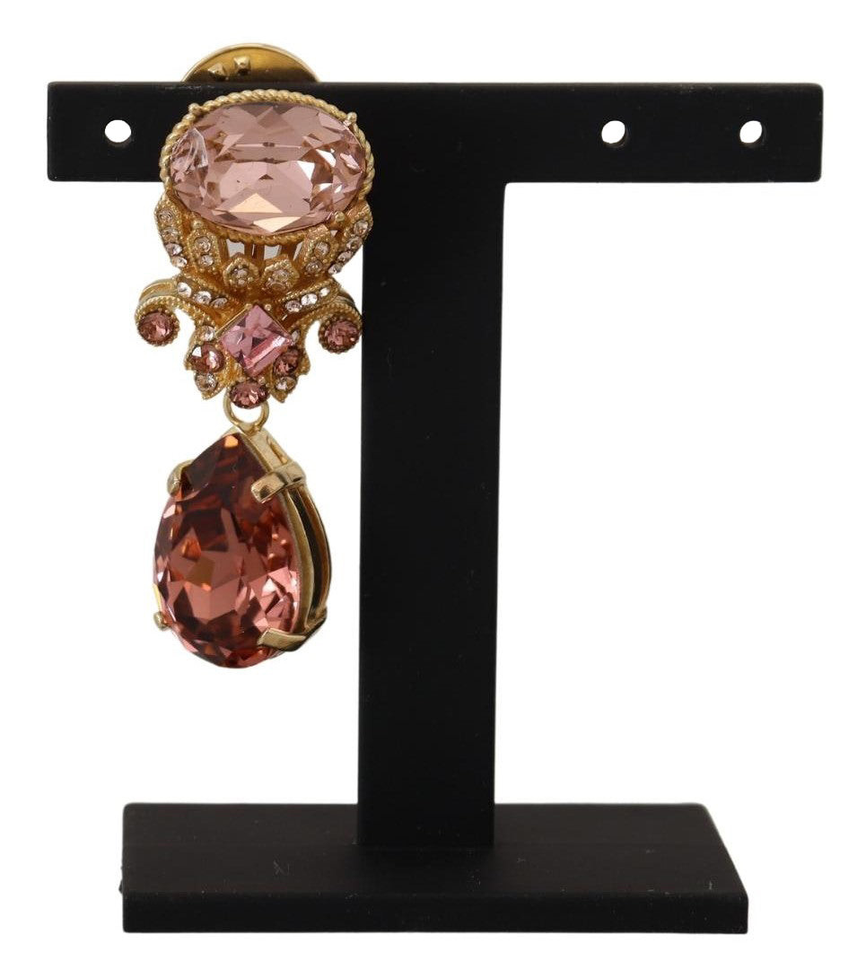 Dolce &amp; Gabbana висяща брошка с месингови кристални бижута със златни тонове